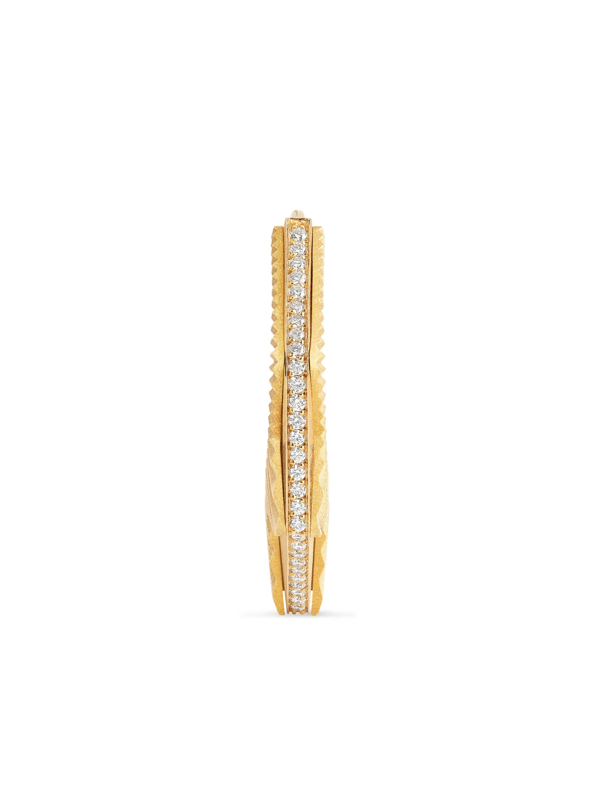18kt yellow gold NYC GM diamond hoop earring