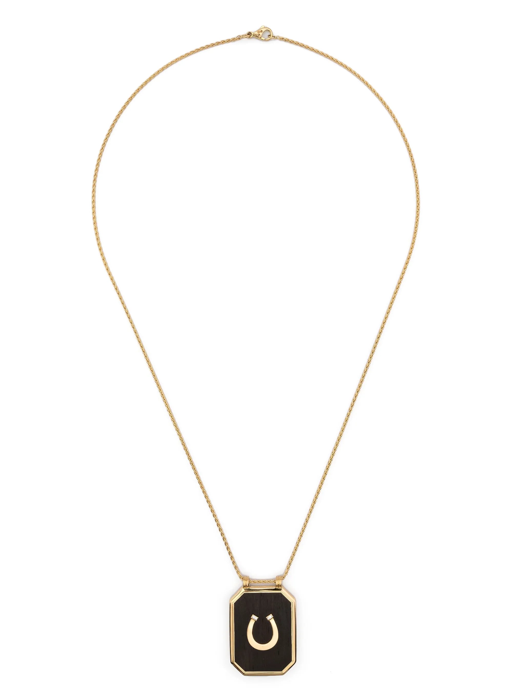 18kt yellow gold horseshoe-detail necklace