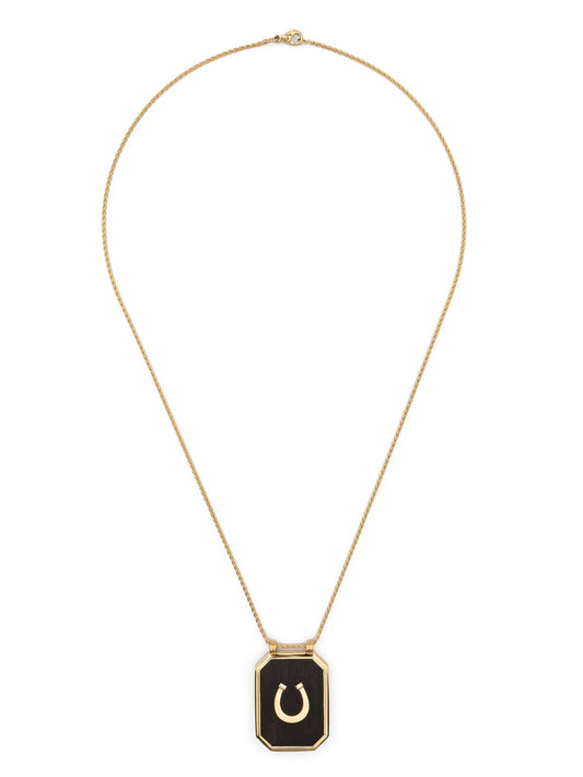 18kt yellow gold horseshoe-detail necklace