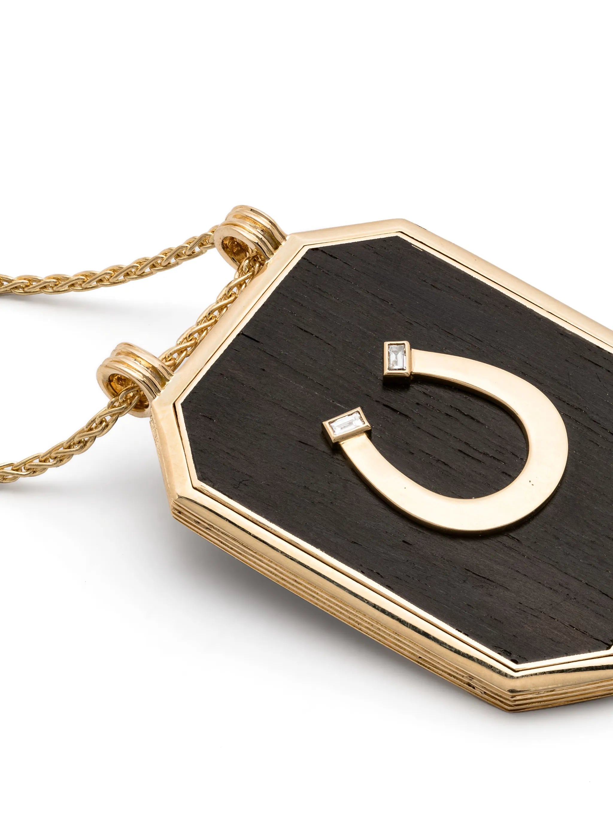 18kt yellow gold horseshoe-detail necklace