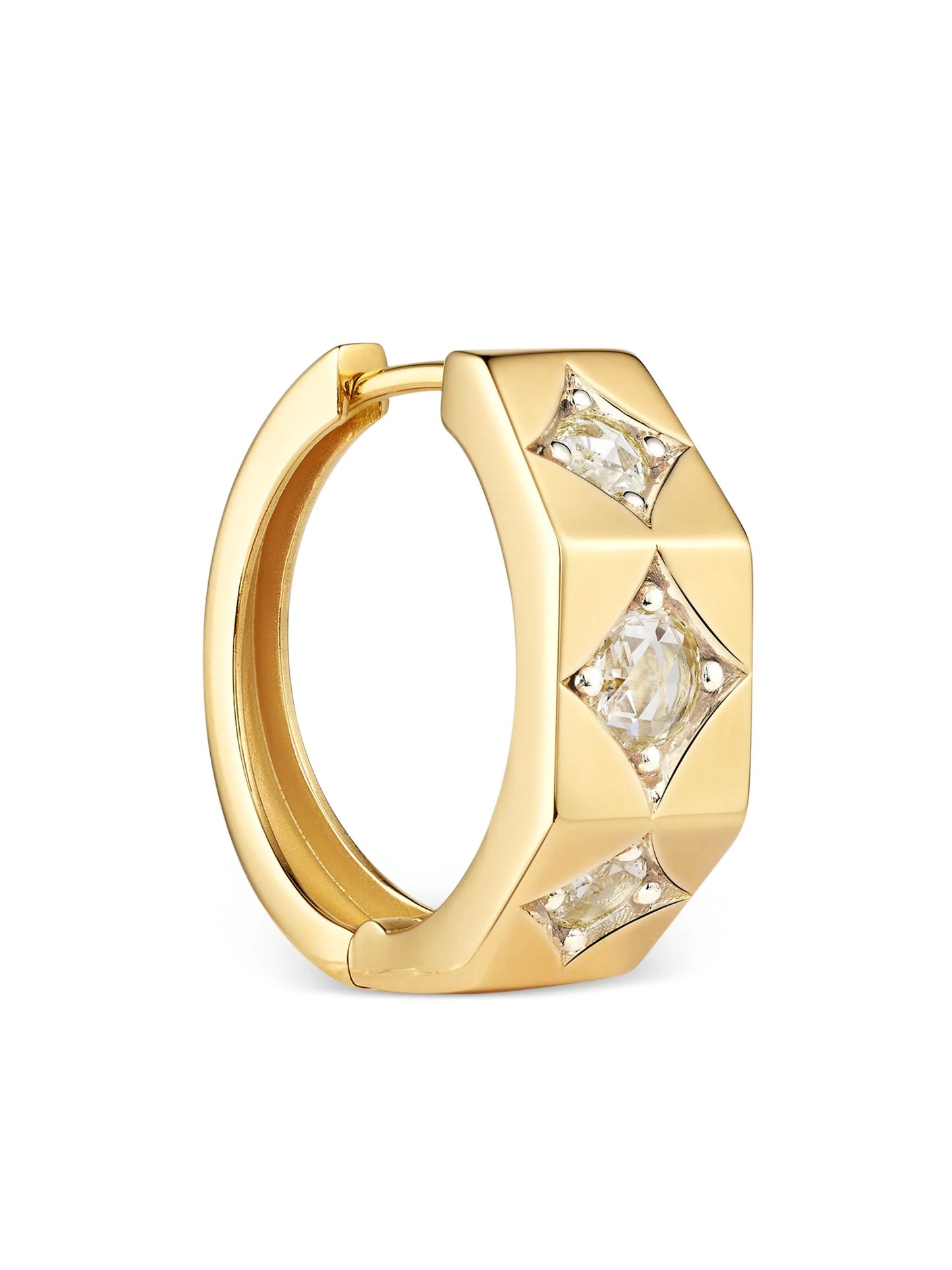 18kt yellow gold diamond hoop earring