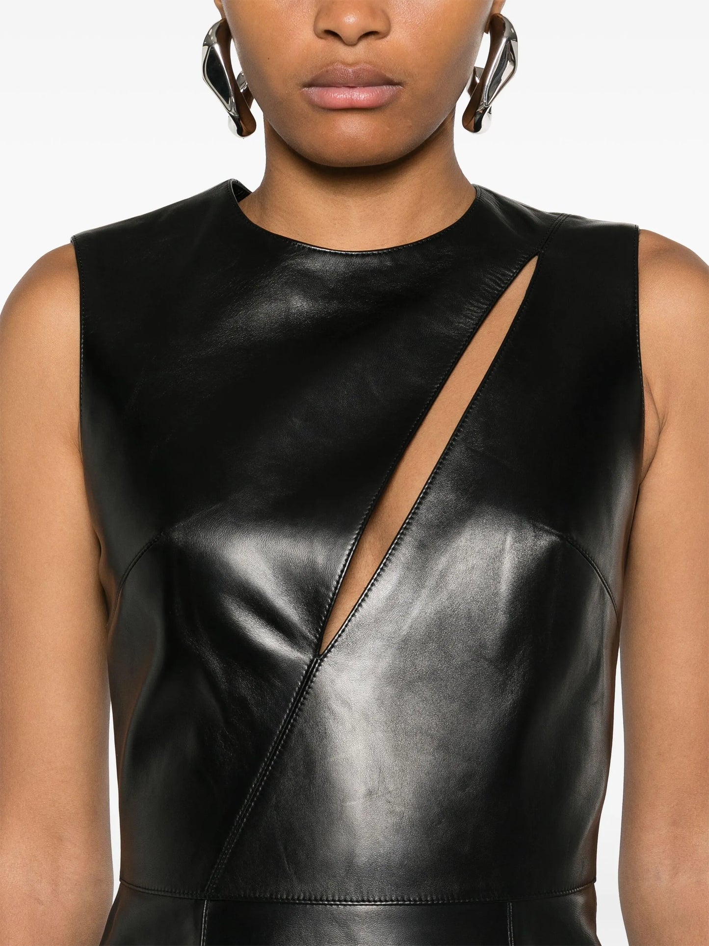 leather midi dress