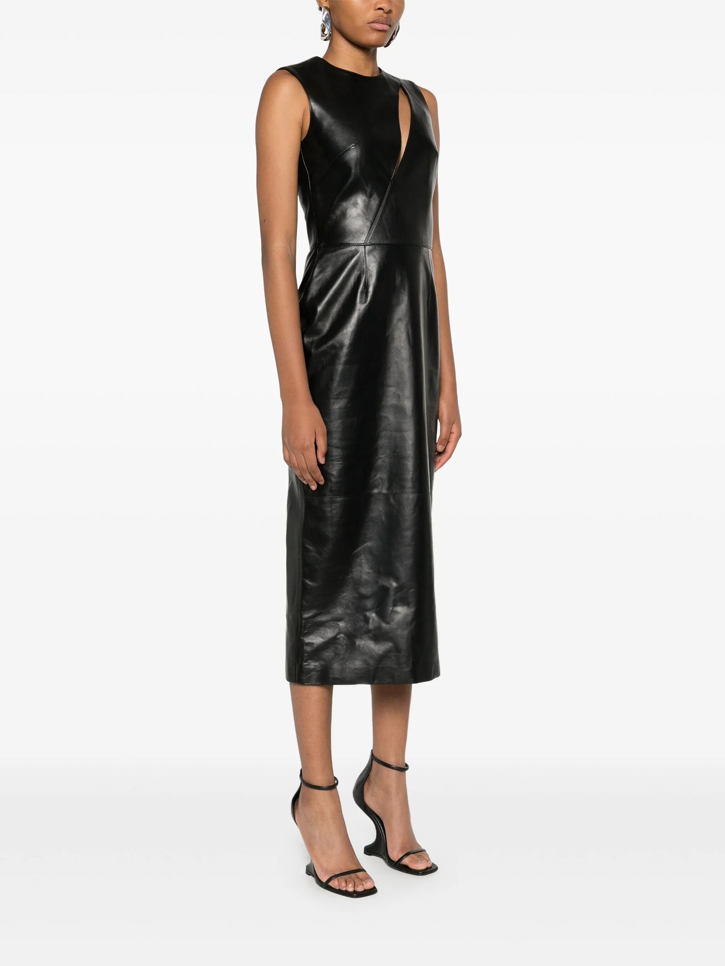 leather midi dress