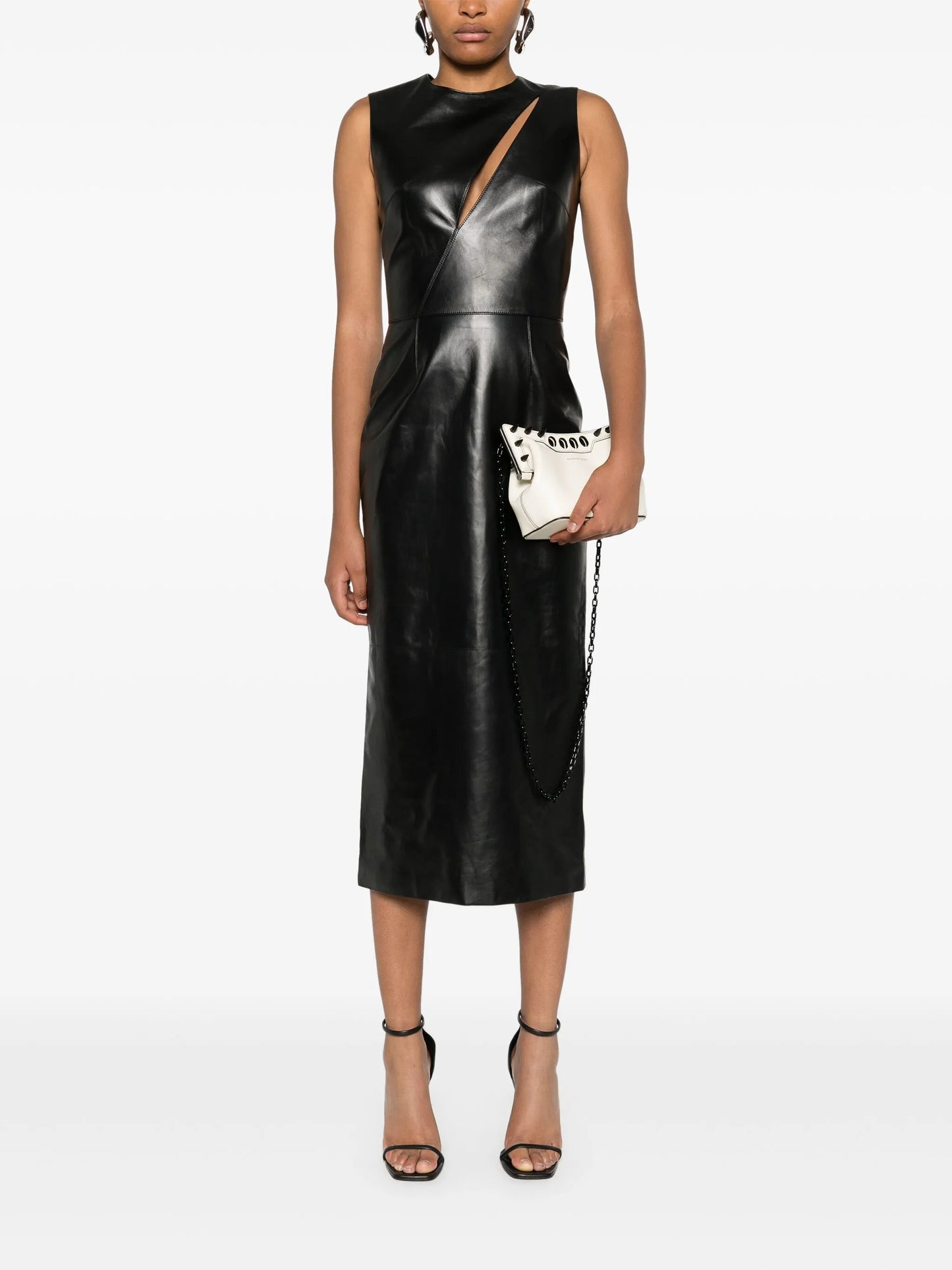 leather midi dress