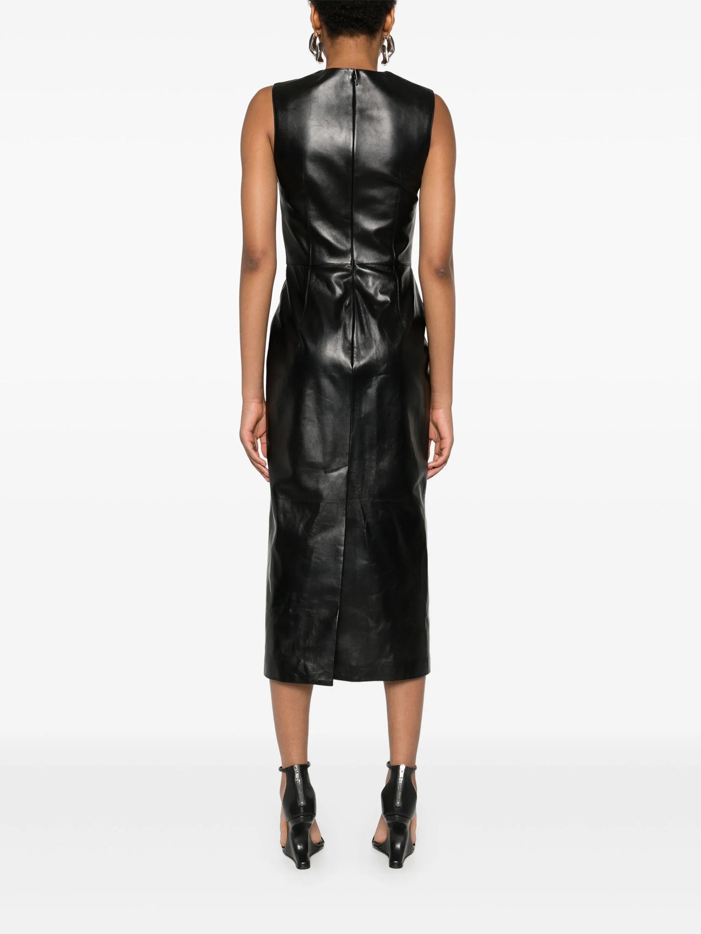 leather midi dress