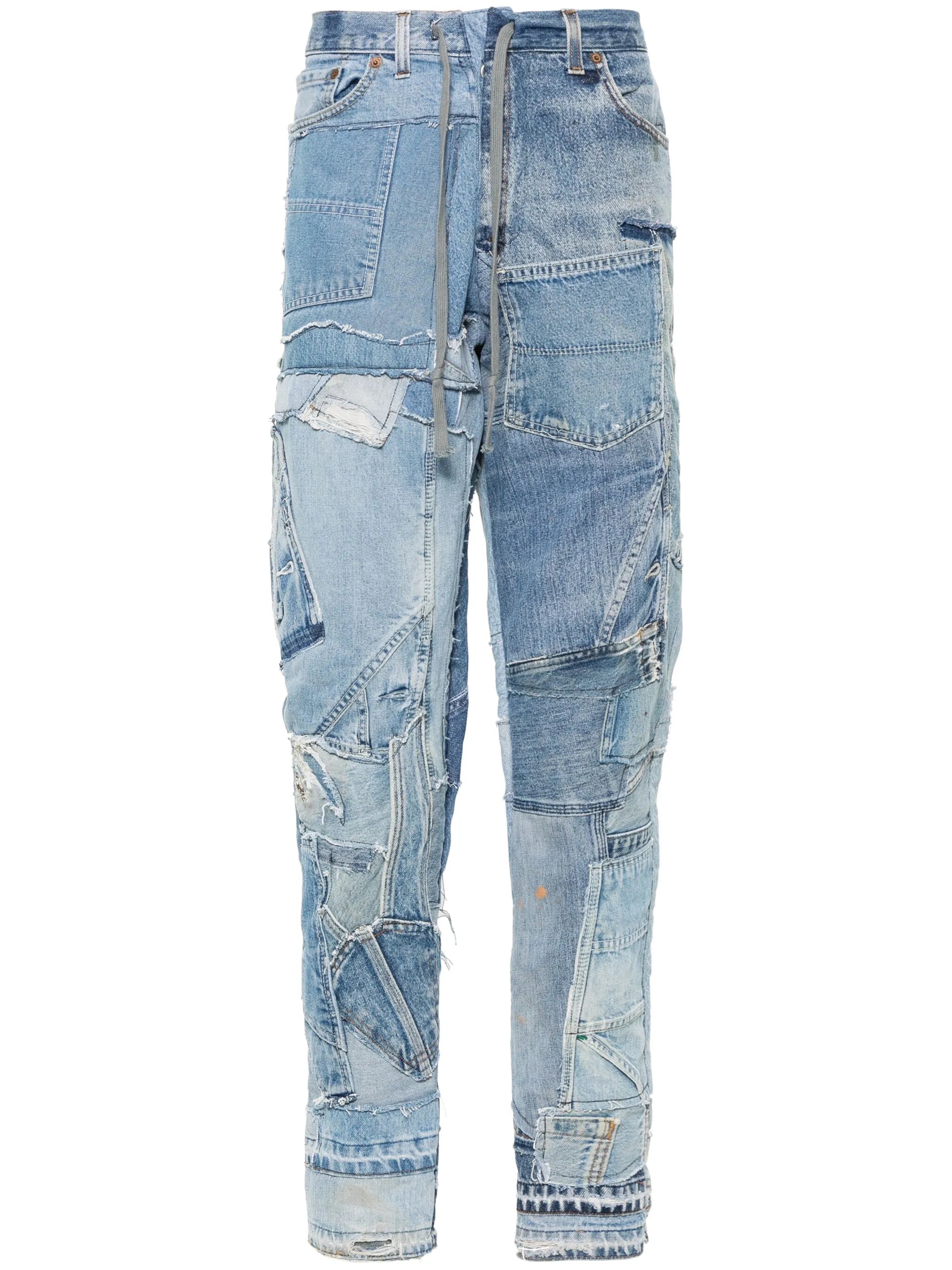 patchwork-design jeans