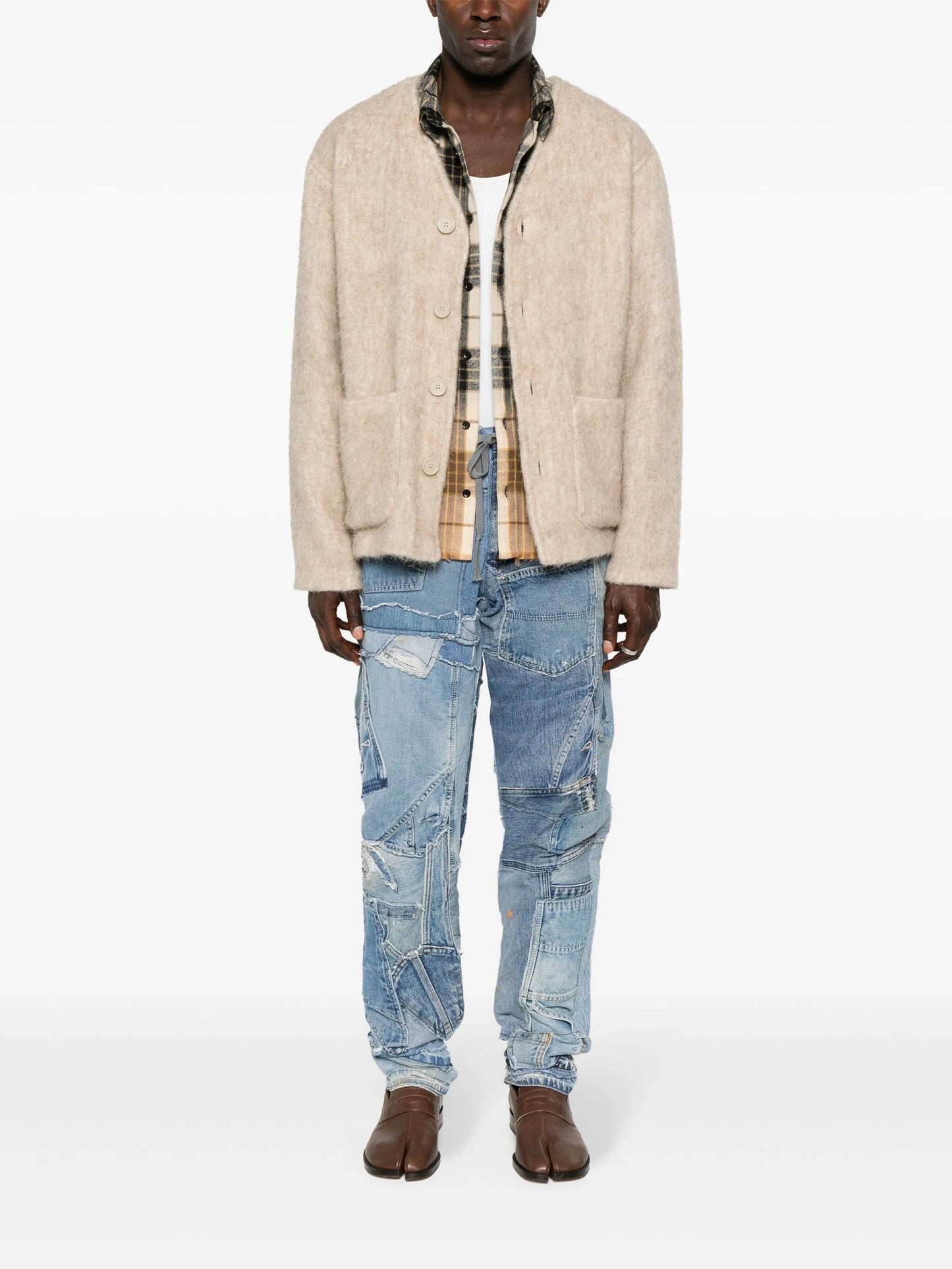patchwork-design jeans