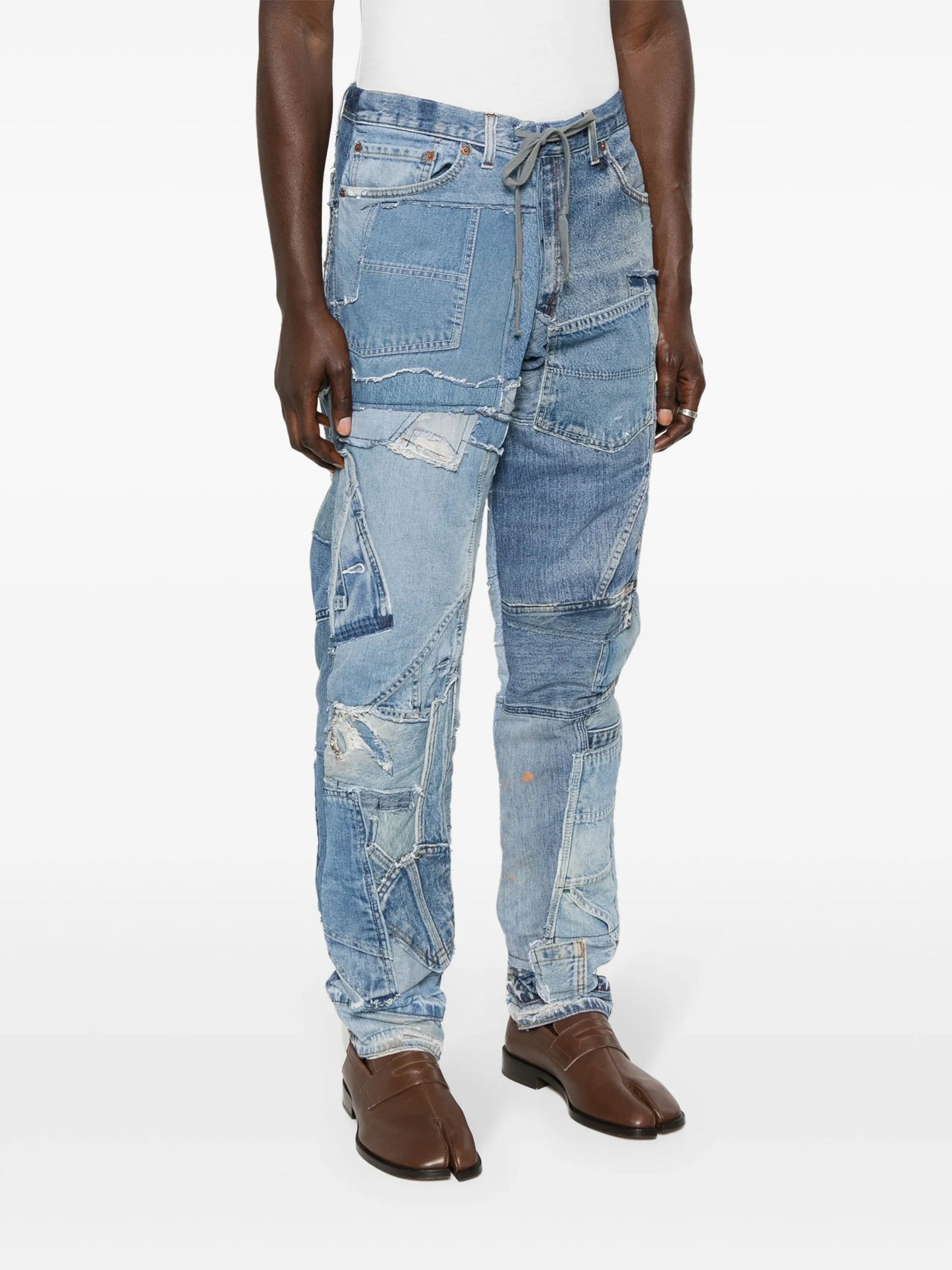 patchwork-design jeans