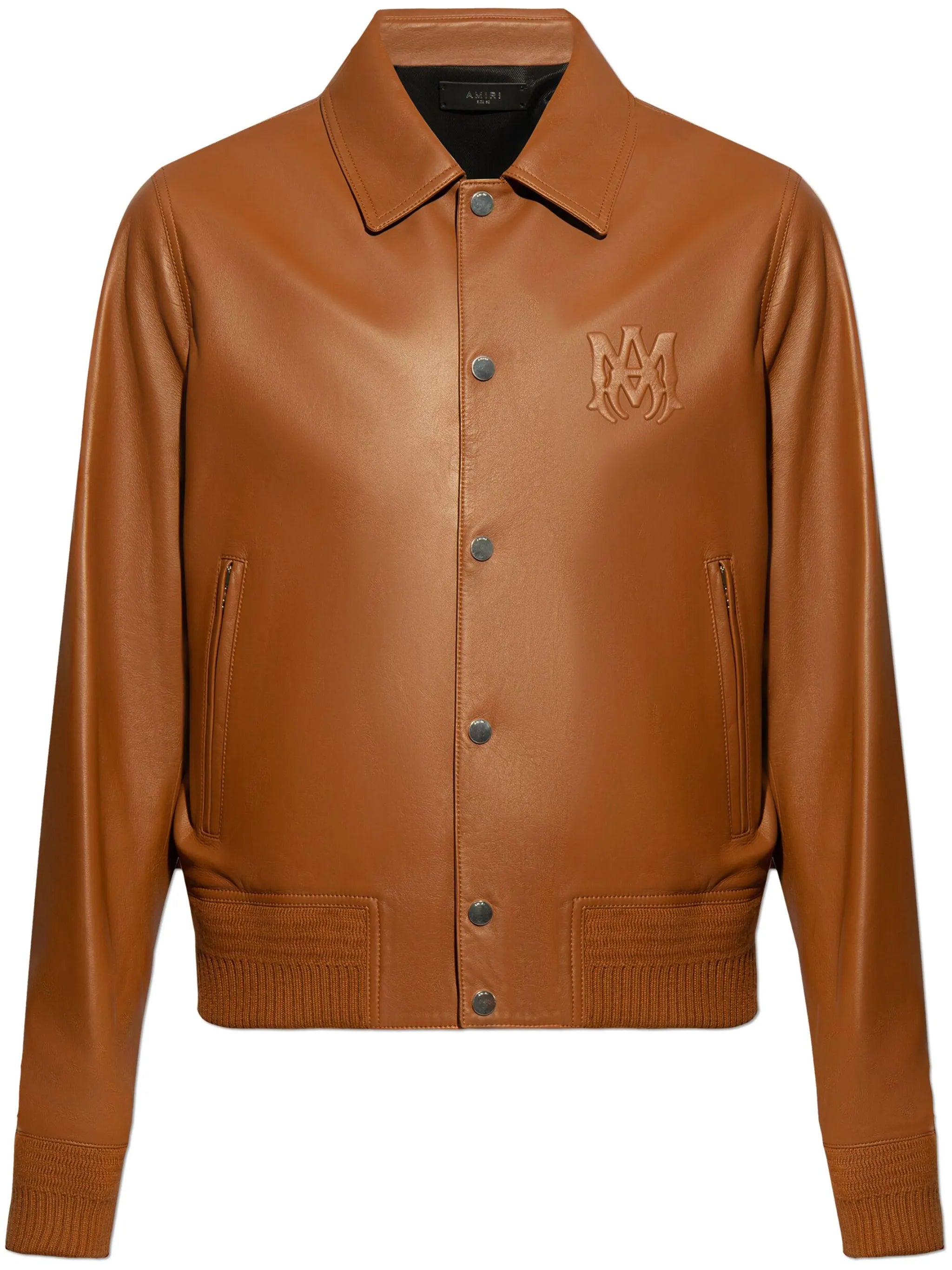 logo-embossed leather jacket