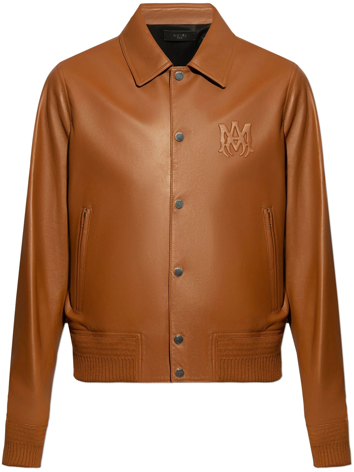 logo-embossed leather jacket