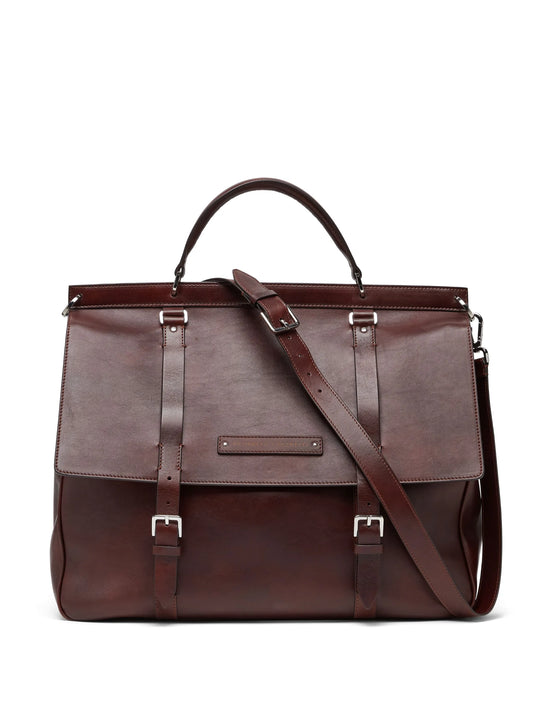 buckle-fastened leather tote bag