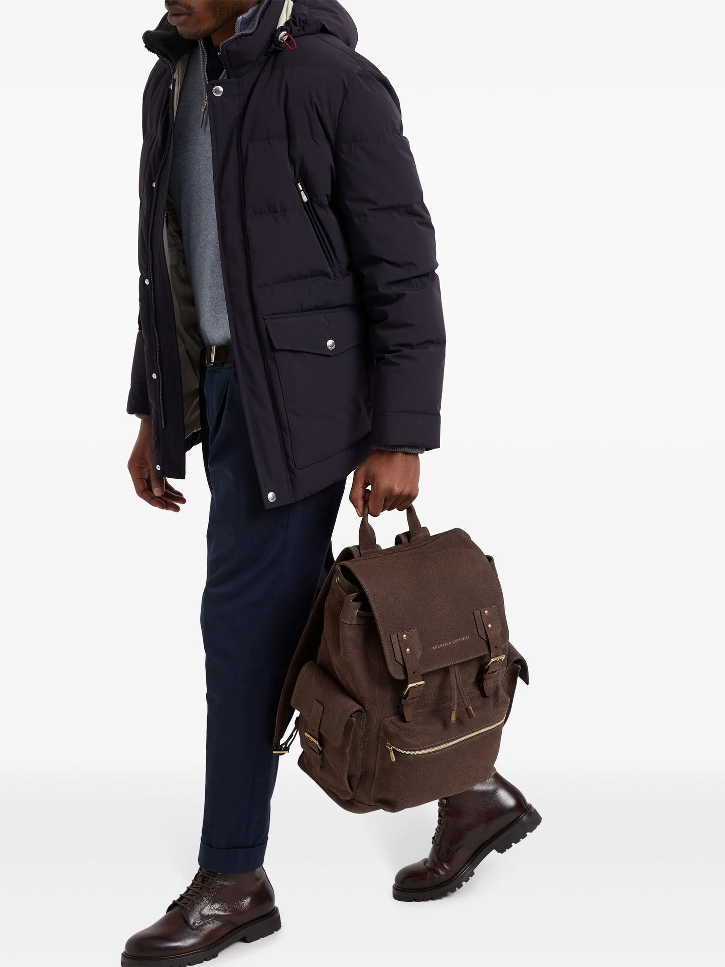 logo-stamp leather backpack