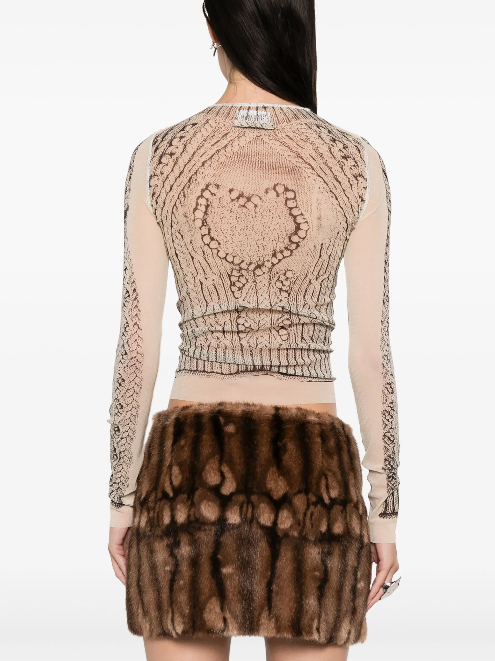 trompe l'oeil-print mesh top