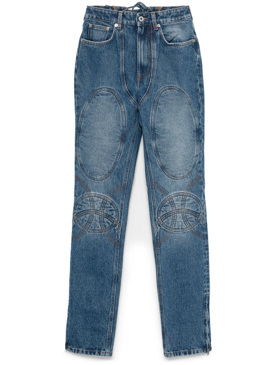 lace-up detail jeans