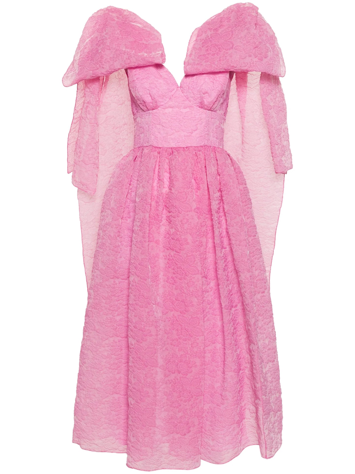 bow-detail organza midi dress