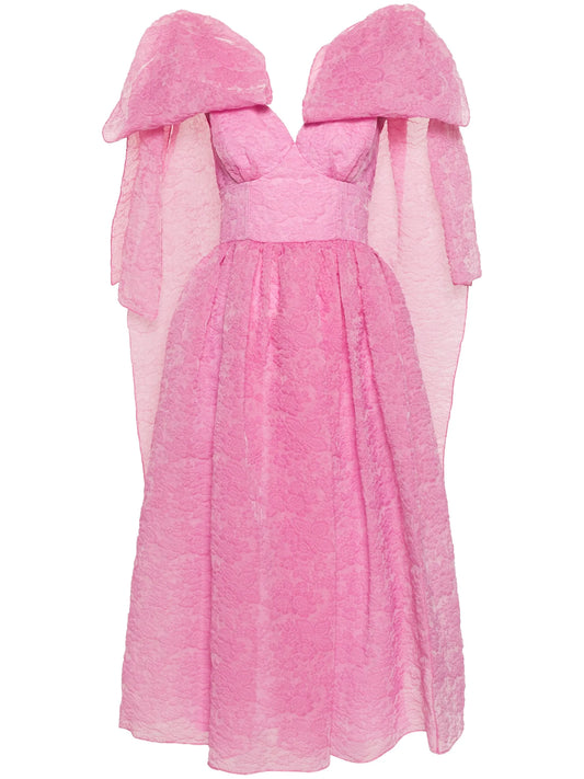 bow-detail organza midi dress