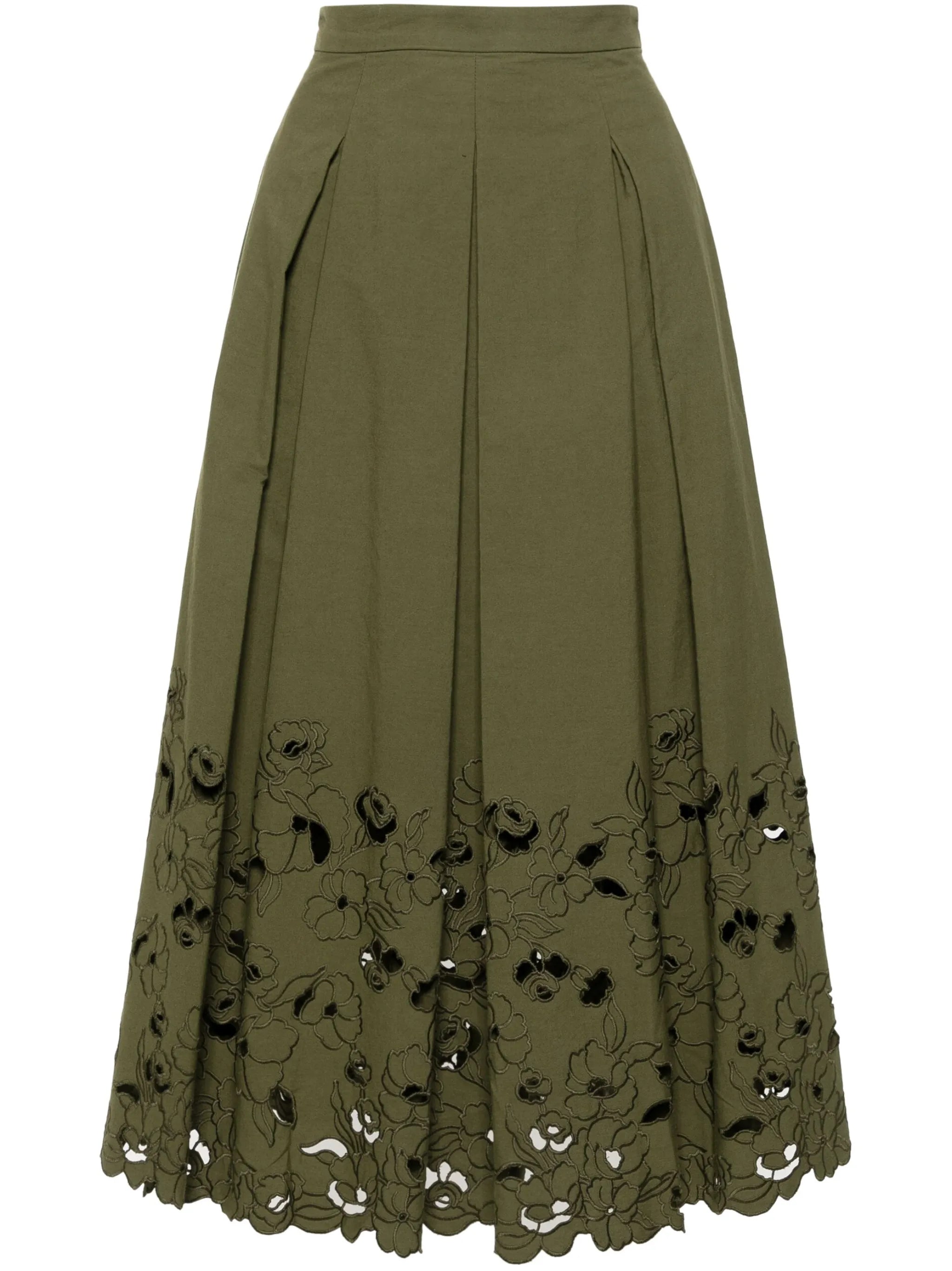 floral-detail pleated skirt