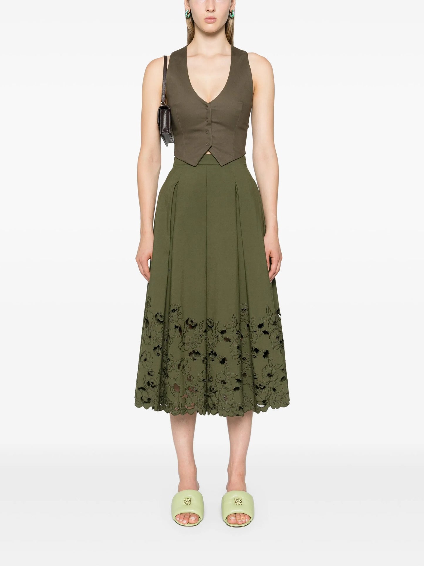 floral-detail pleated skirt
