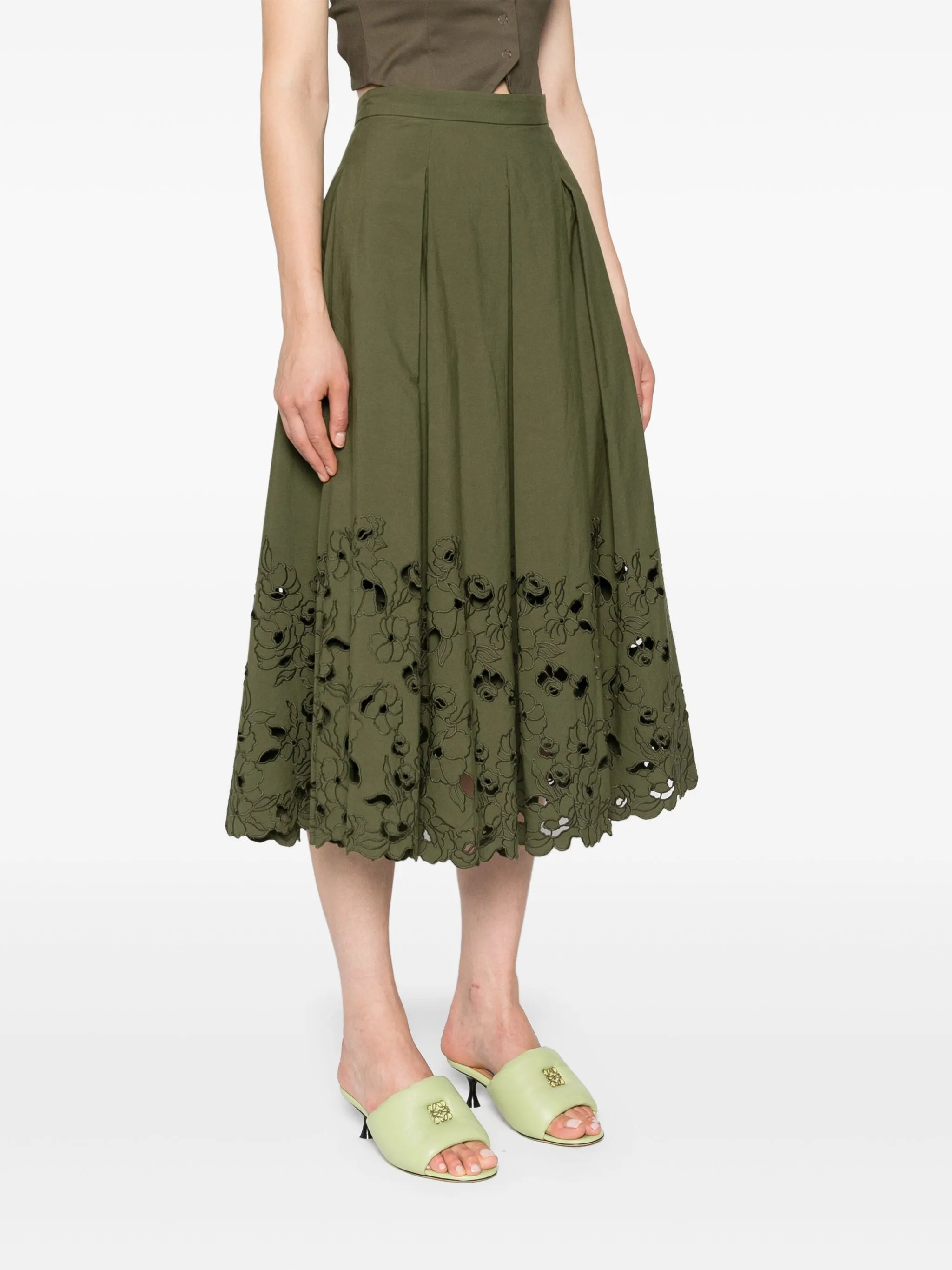 floral-detail pleated skirt