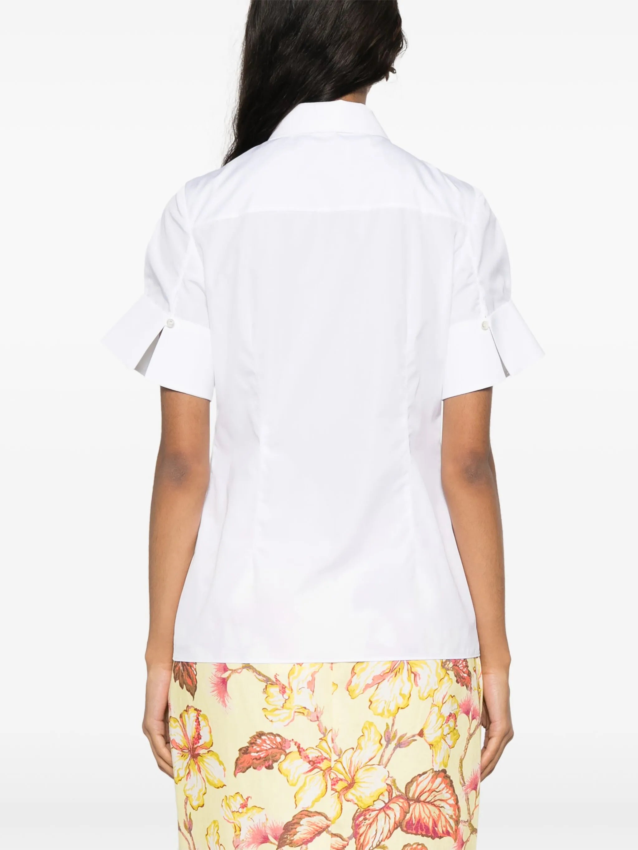 rose-appliqué cotton shirt