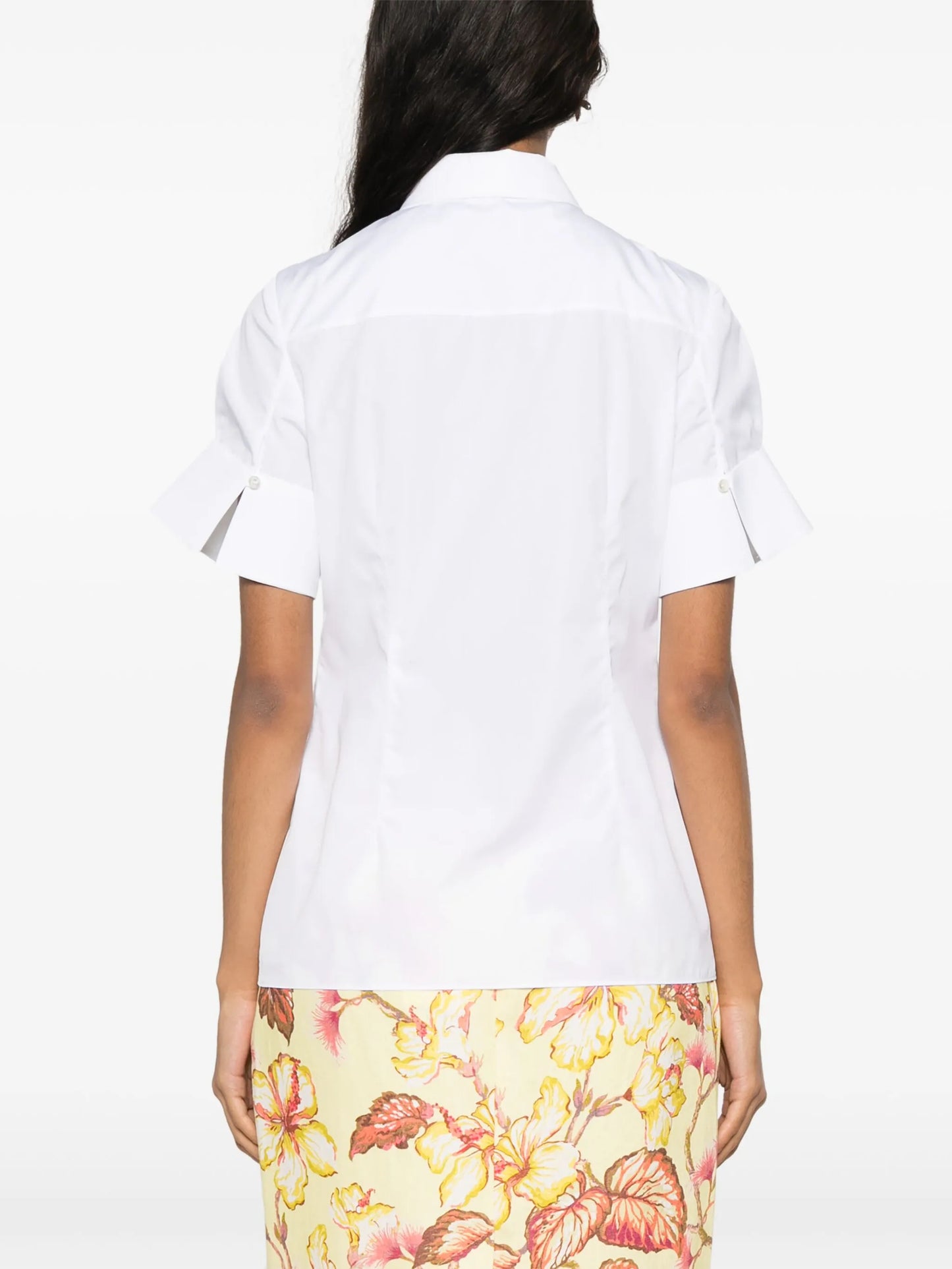 rose-appliqué cotton shirt