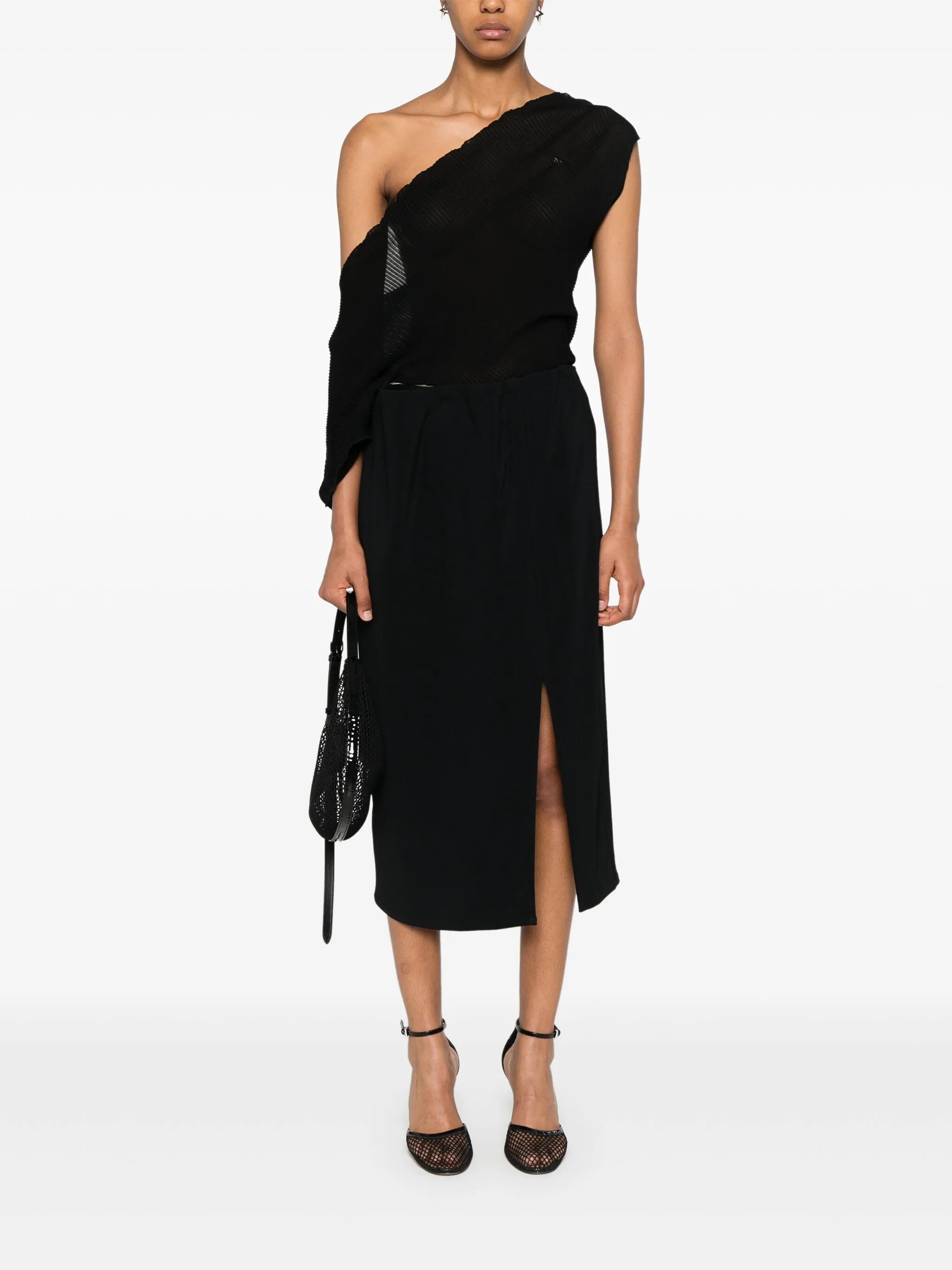 draped midi skirt