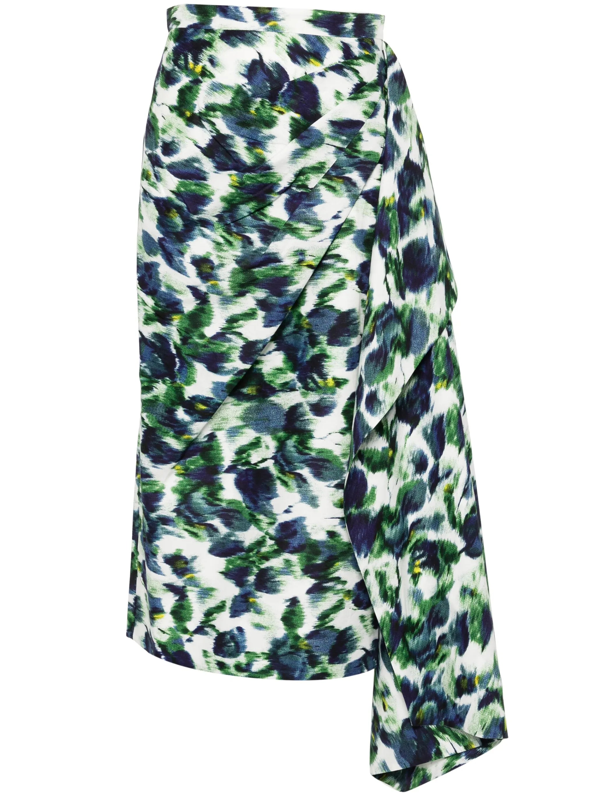 floral-print draped midi skirt