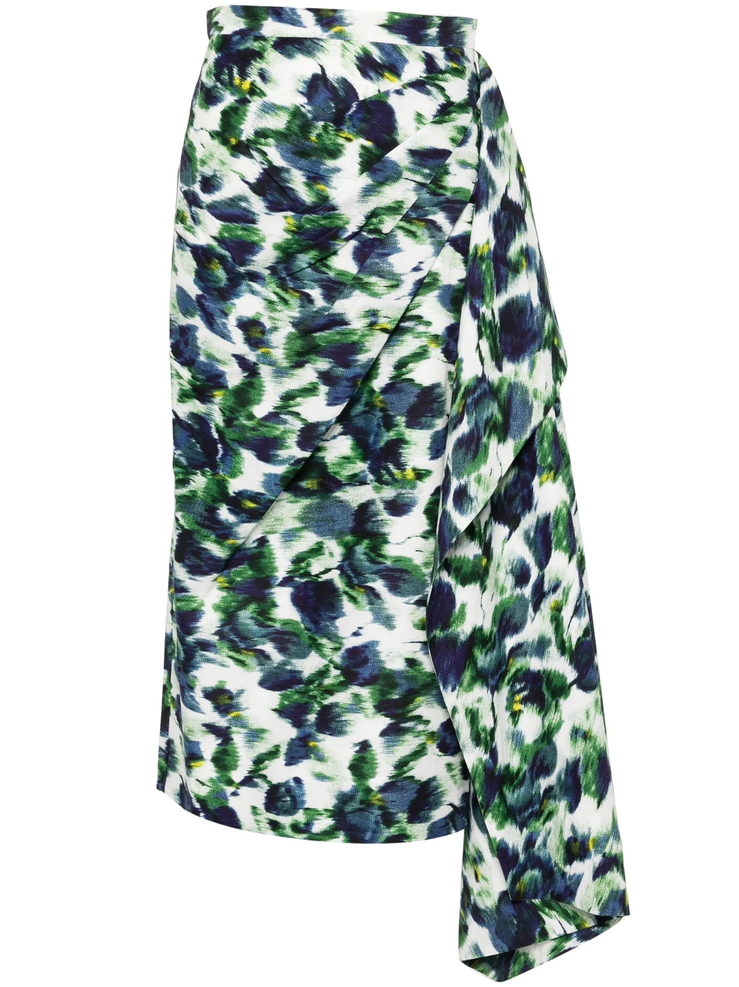 floral-print draped midi skirt