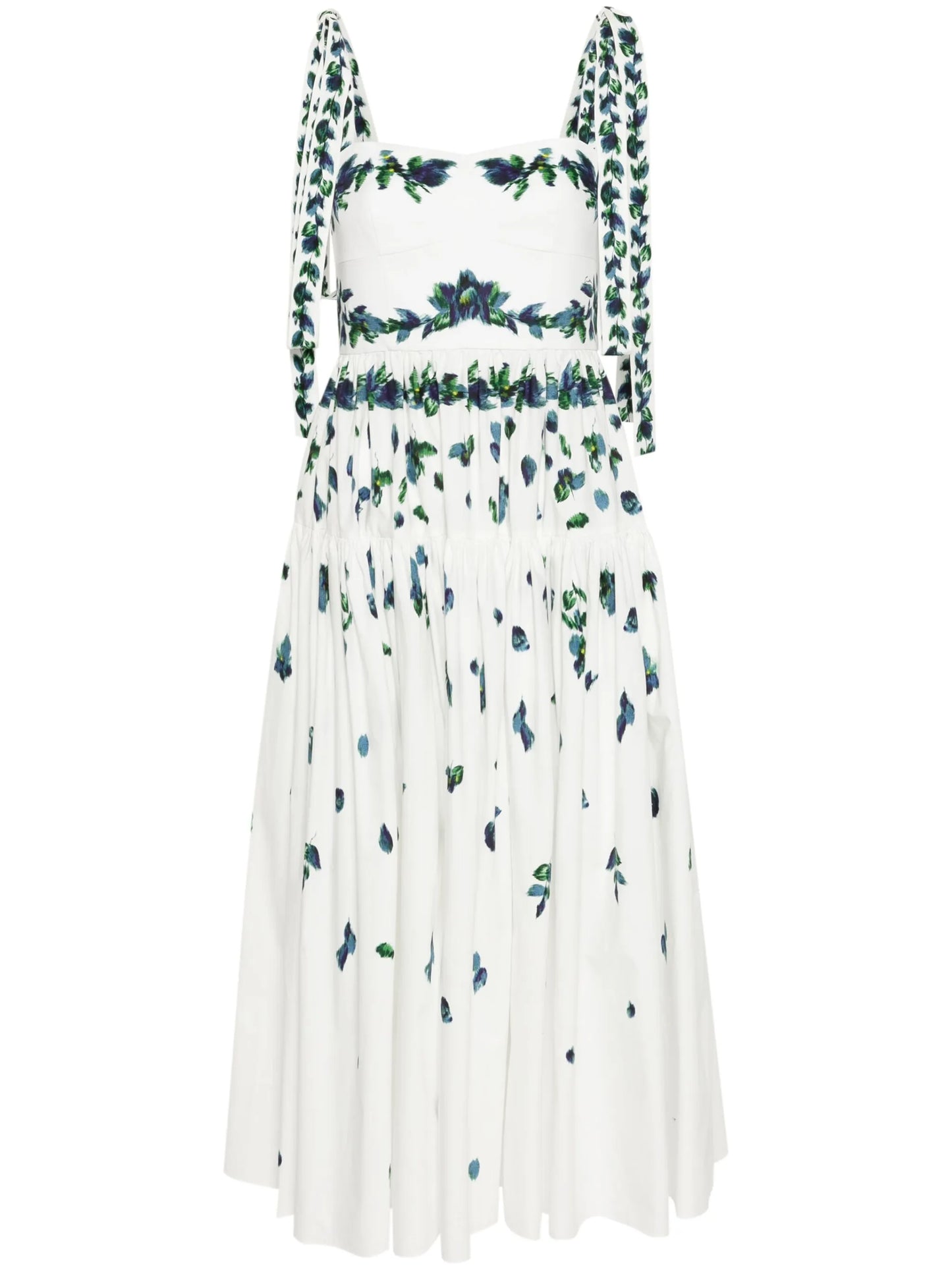 floral-print tiered midi dress