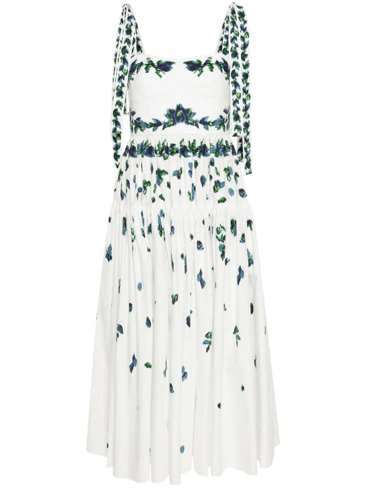 floral-print tiered midi dress