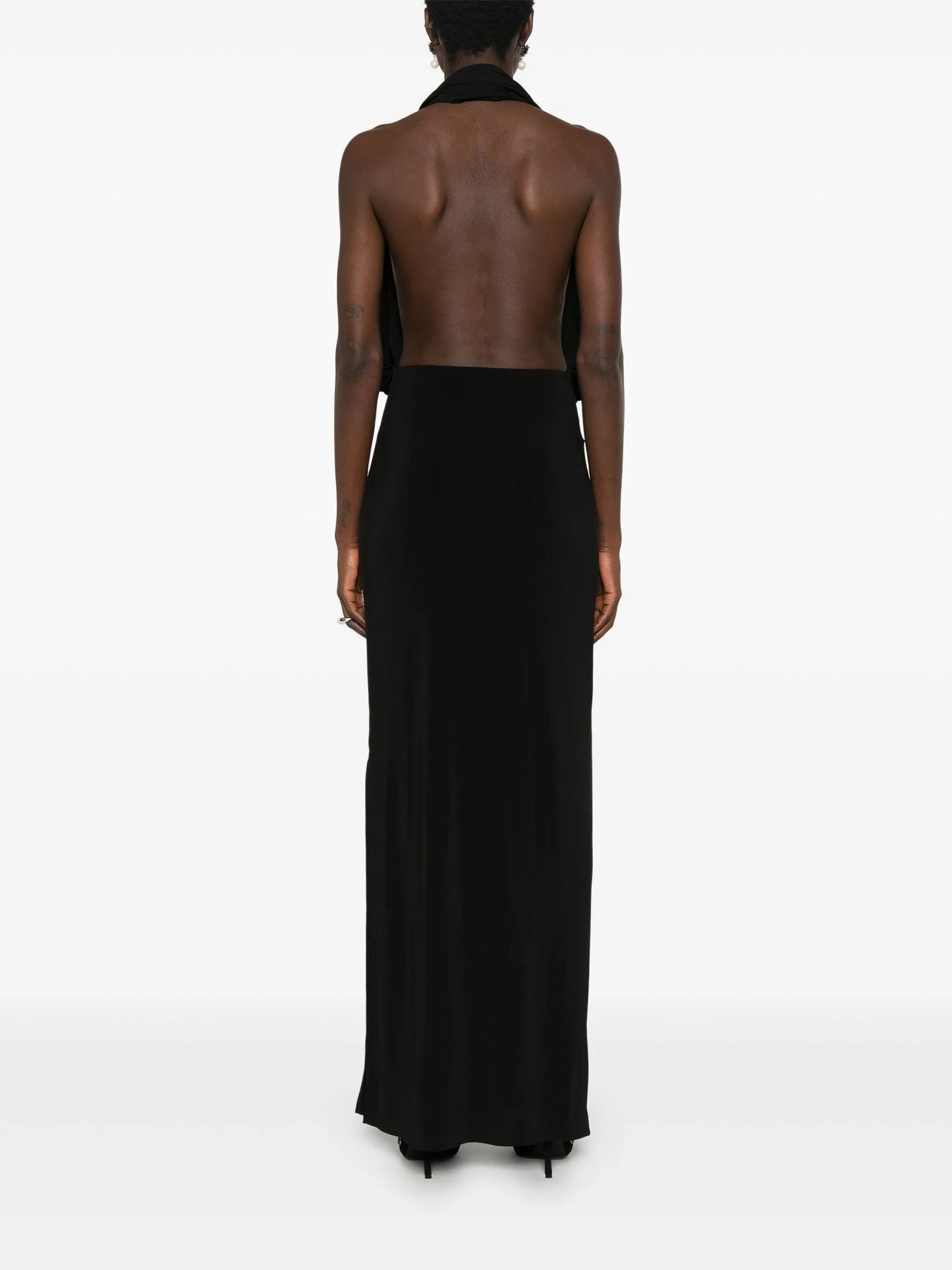 open-back jersey gown