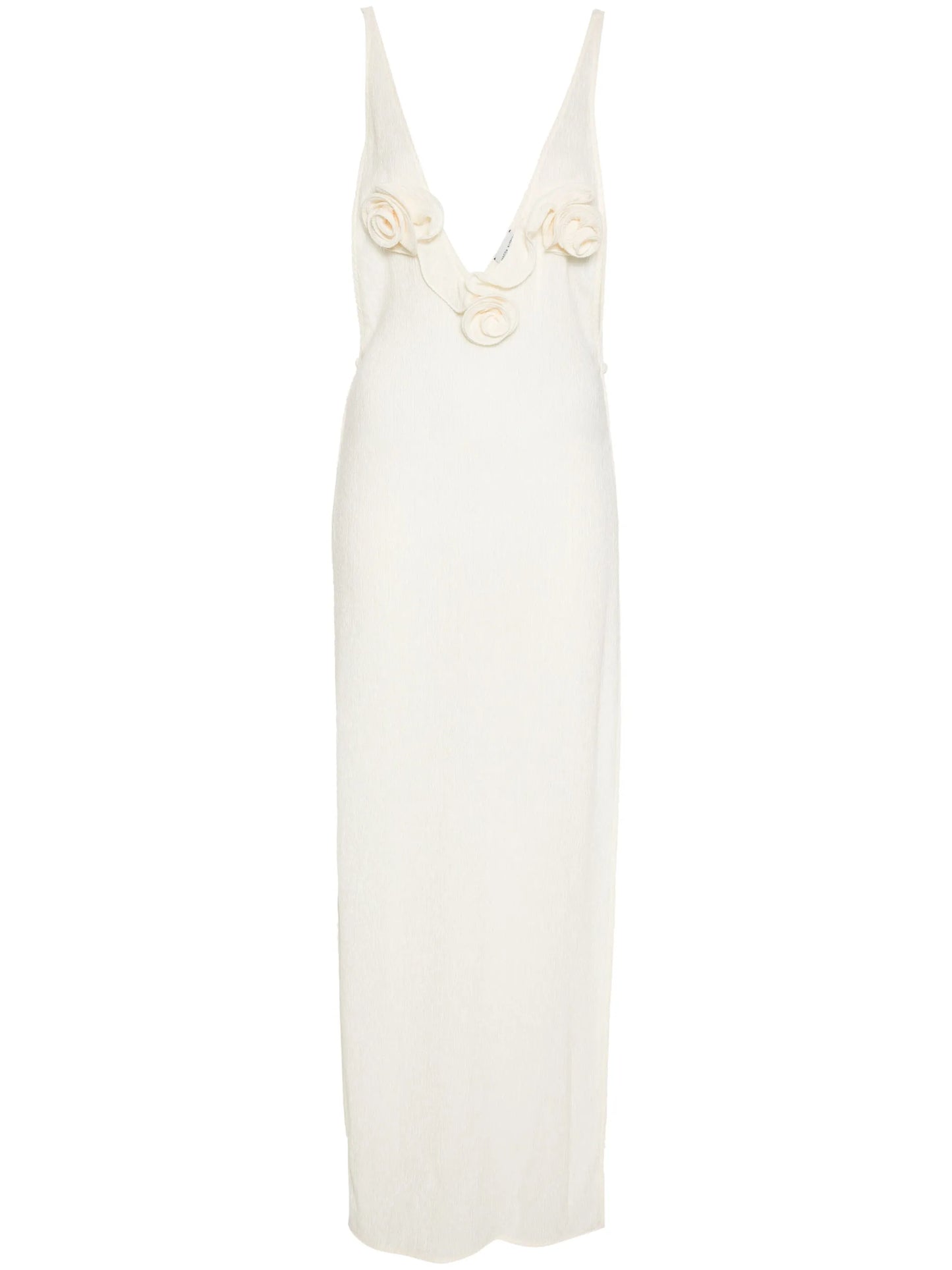 floral-appliqué maxi dress
