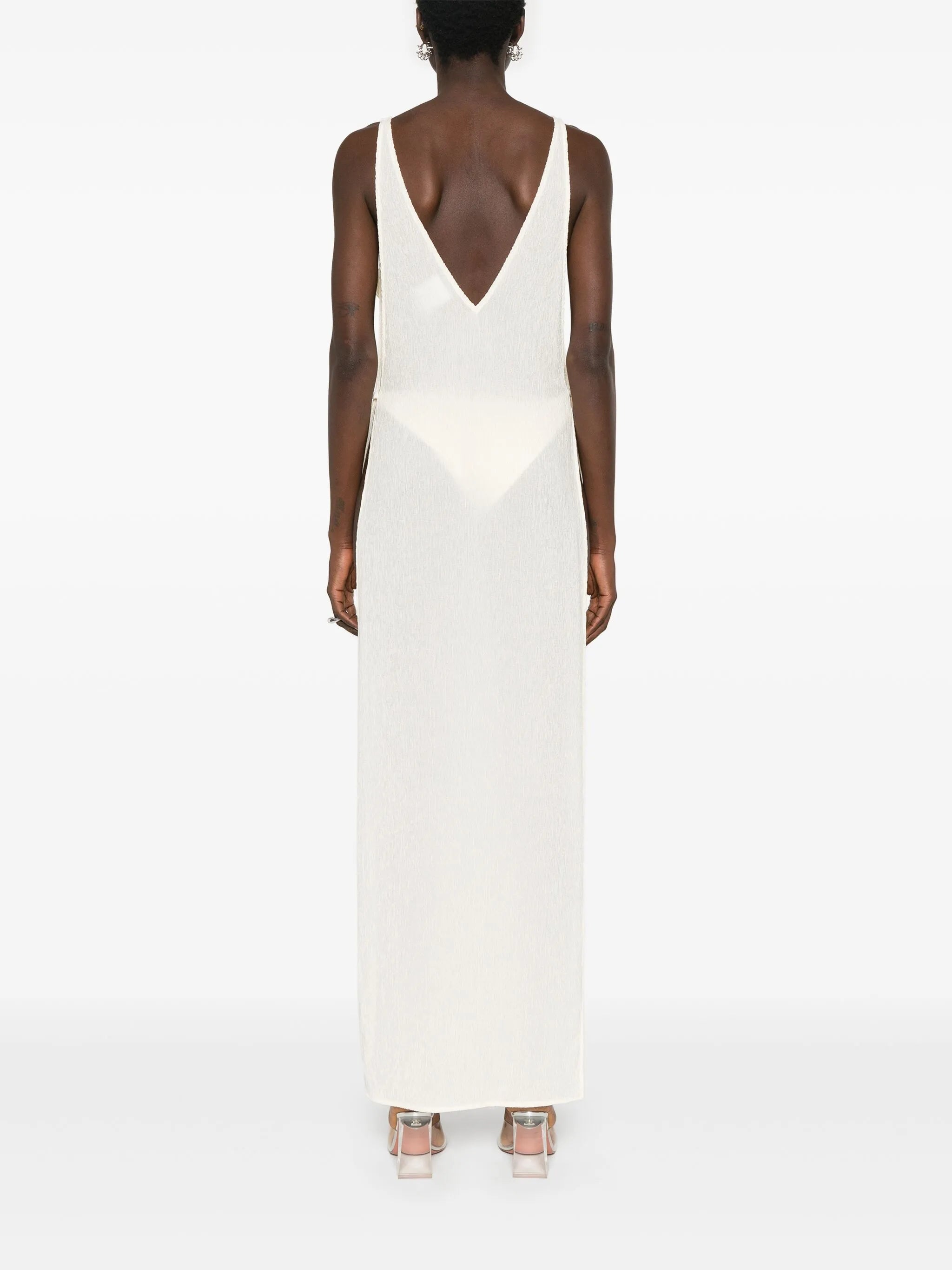 floral-appliqué maxi dress