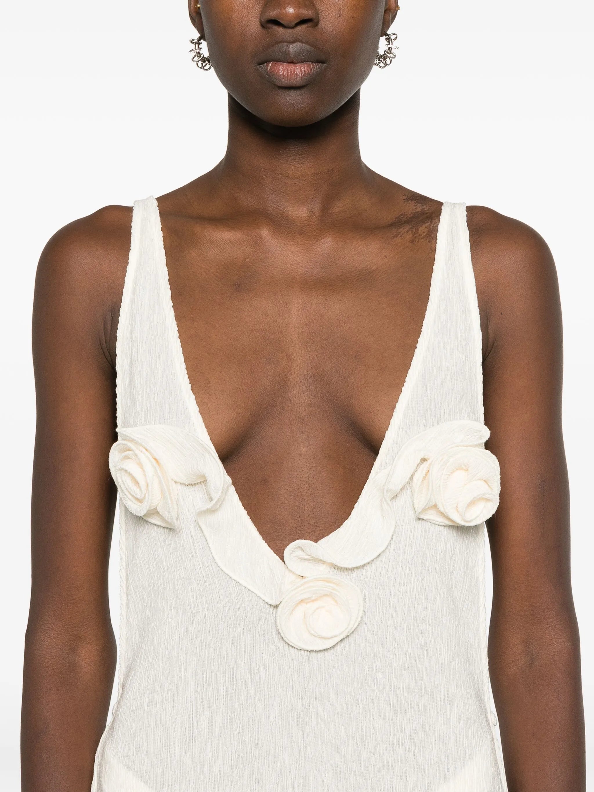 floral-appliqué maxi dress