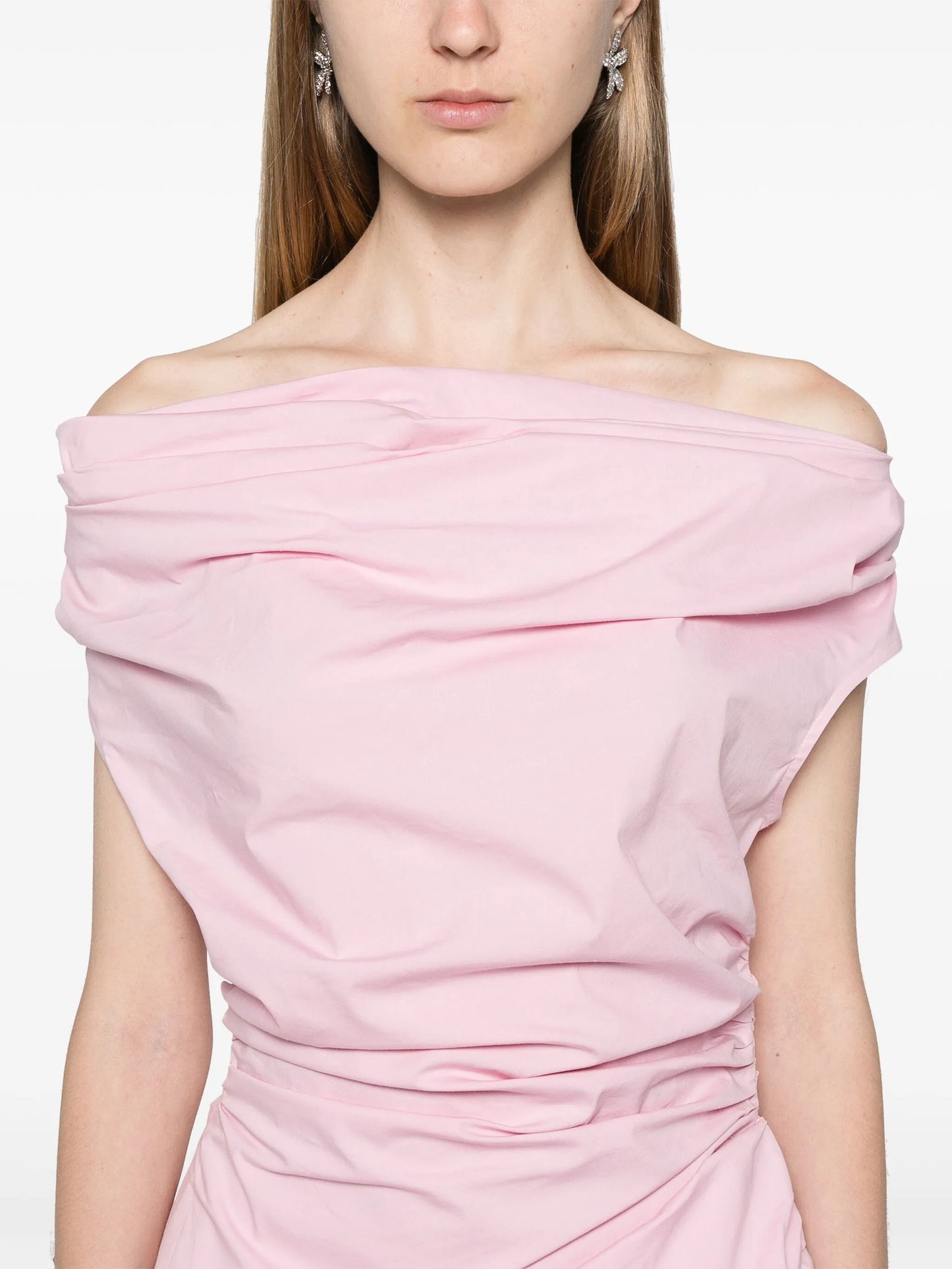 draped off-shoulder minidress