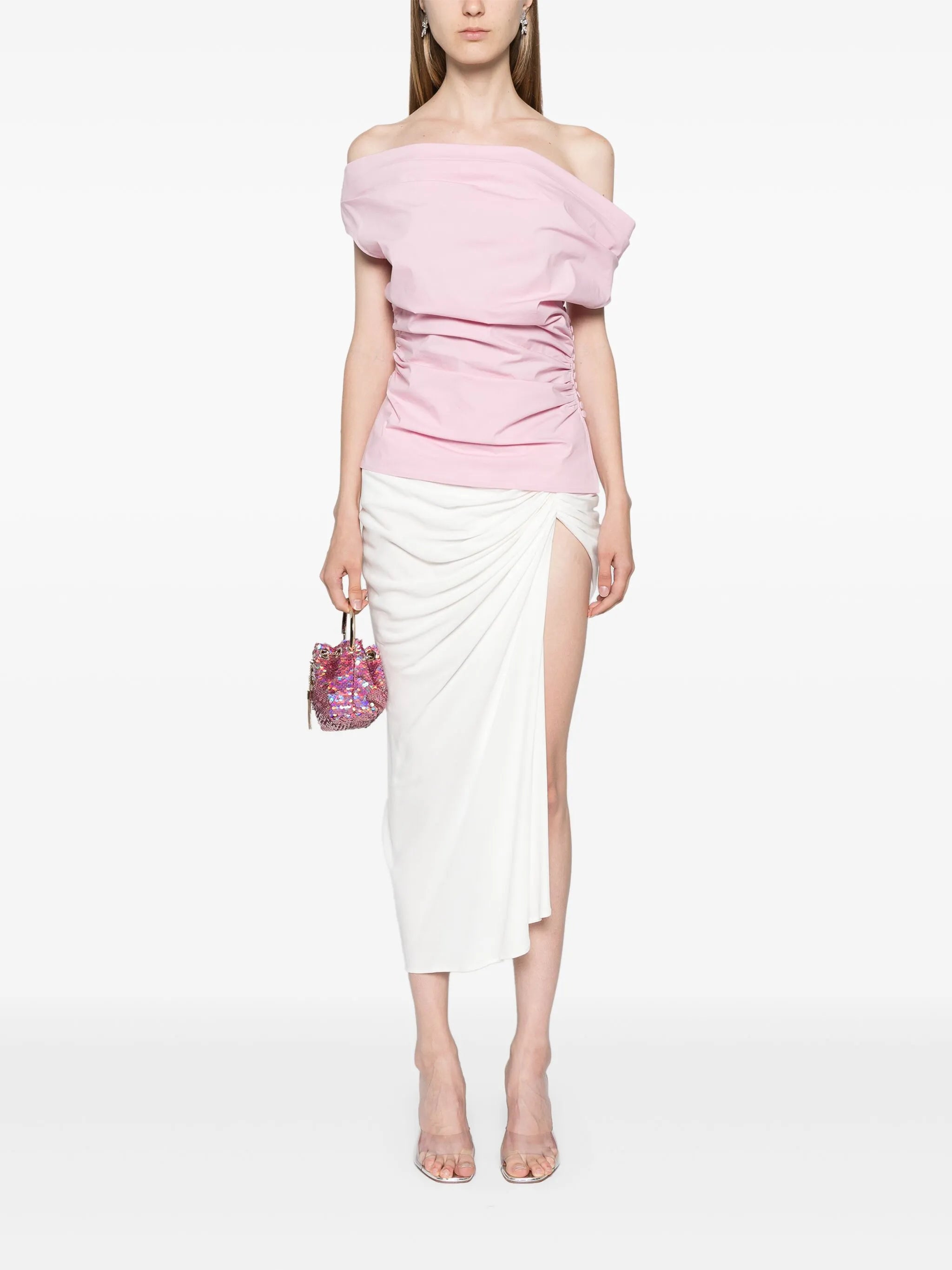 draped off-shoulder top