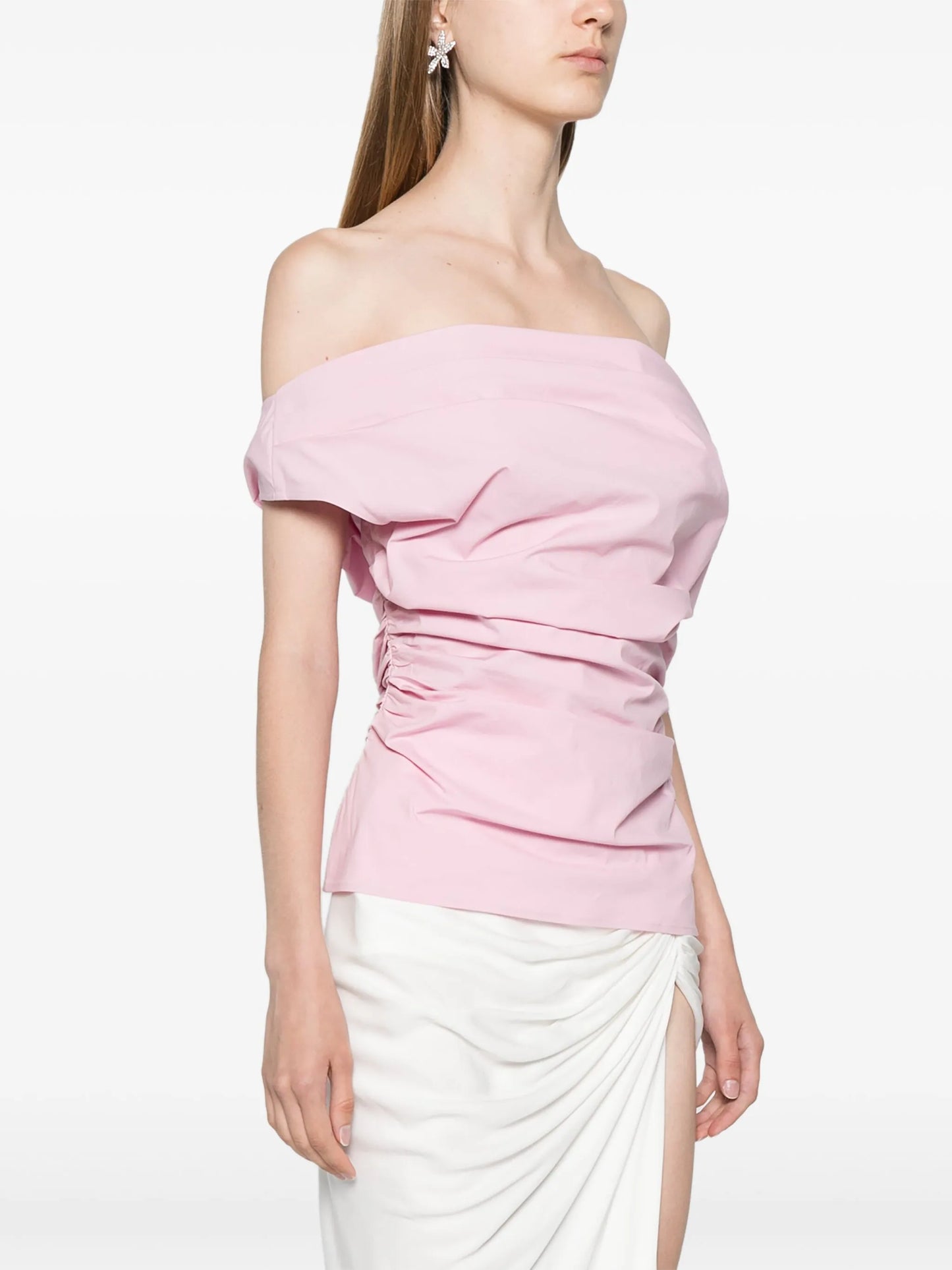 draped off-shoulder top