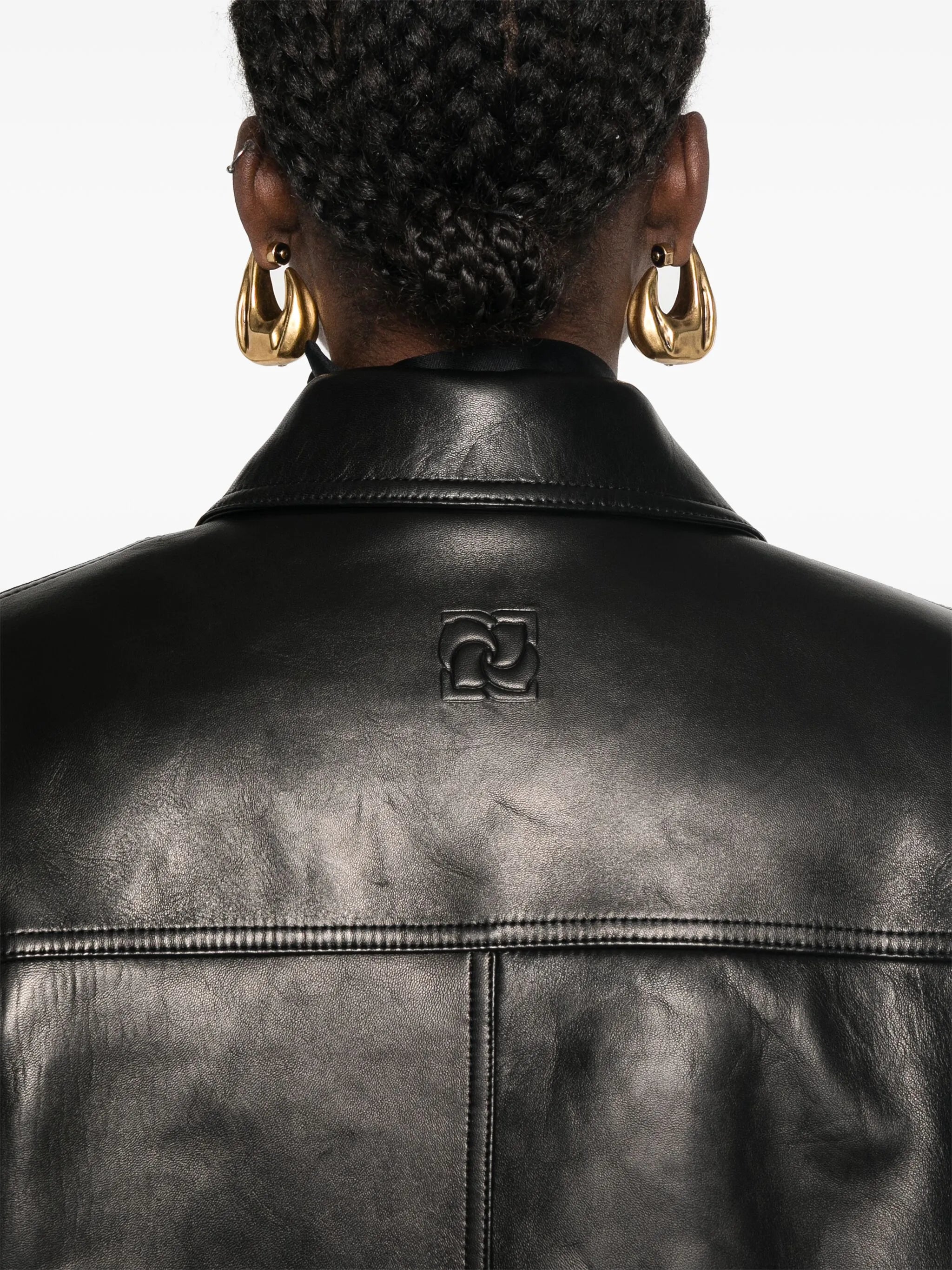 logo-embossed short coat