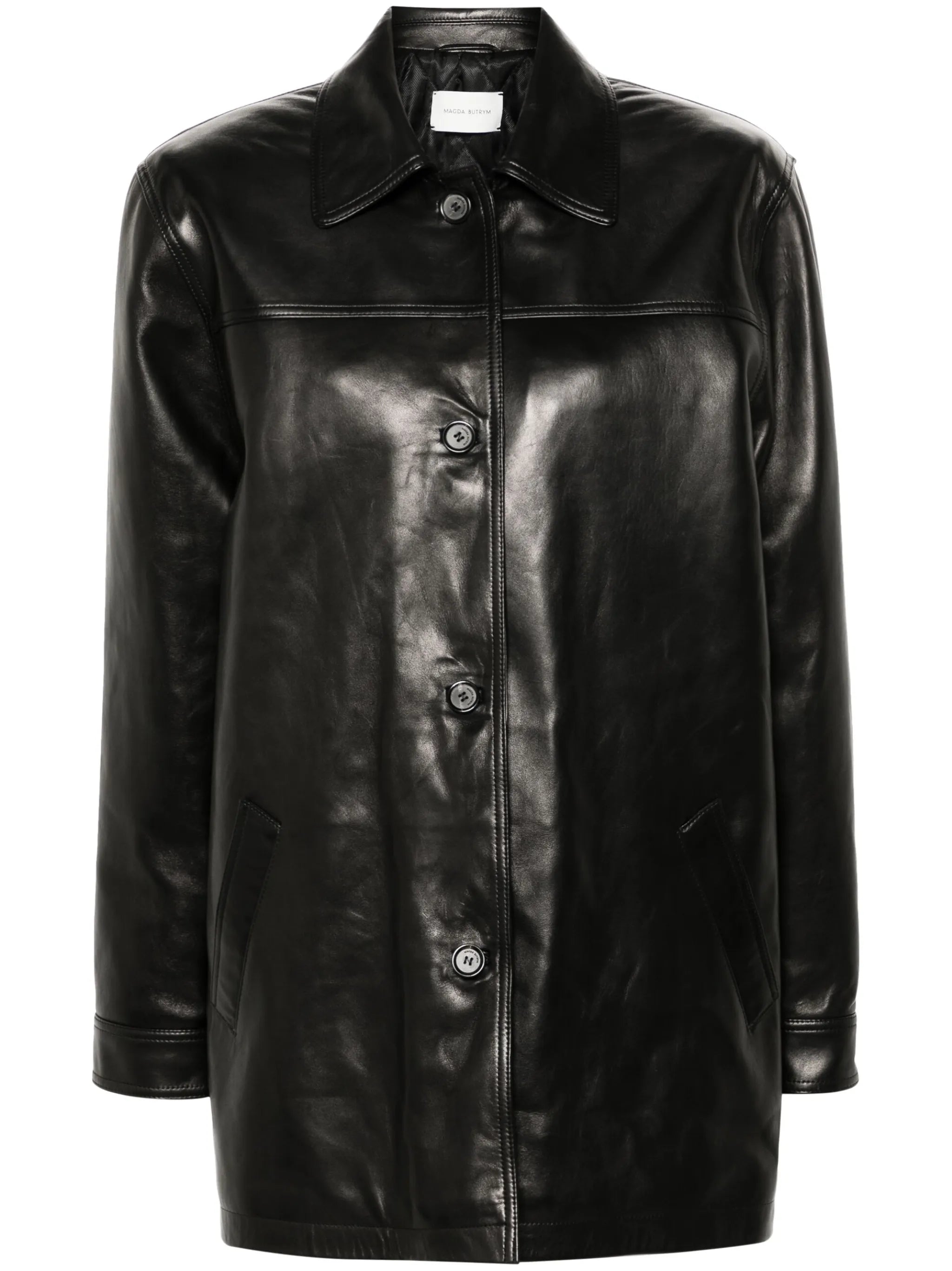 logo-embossed short coat