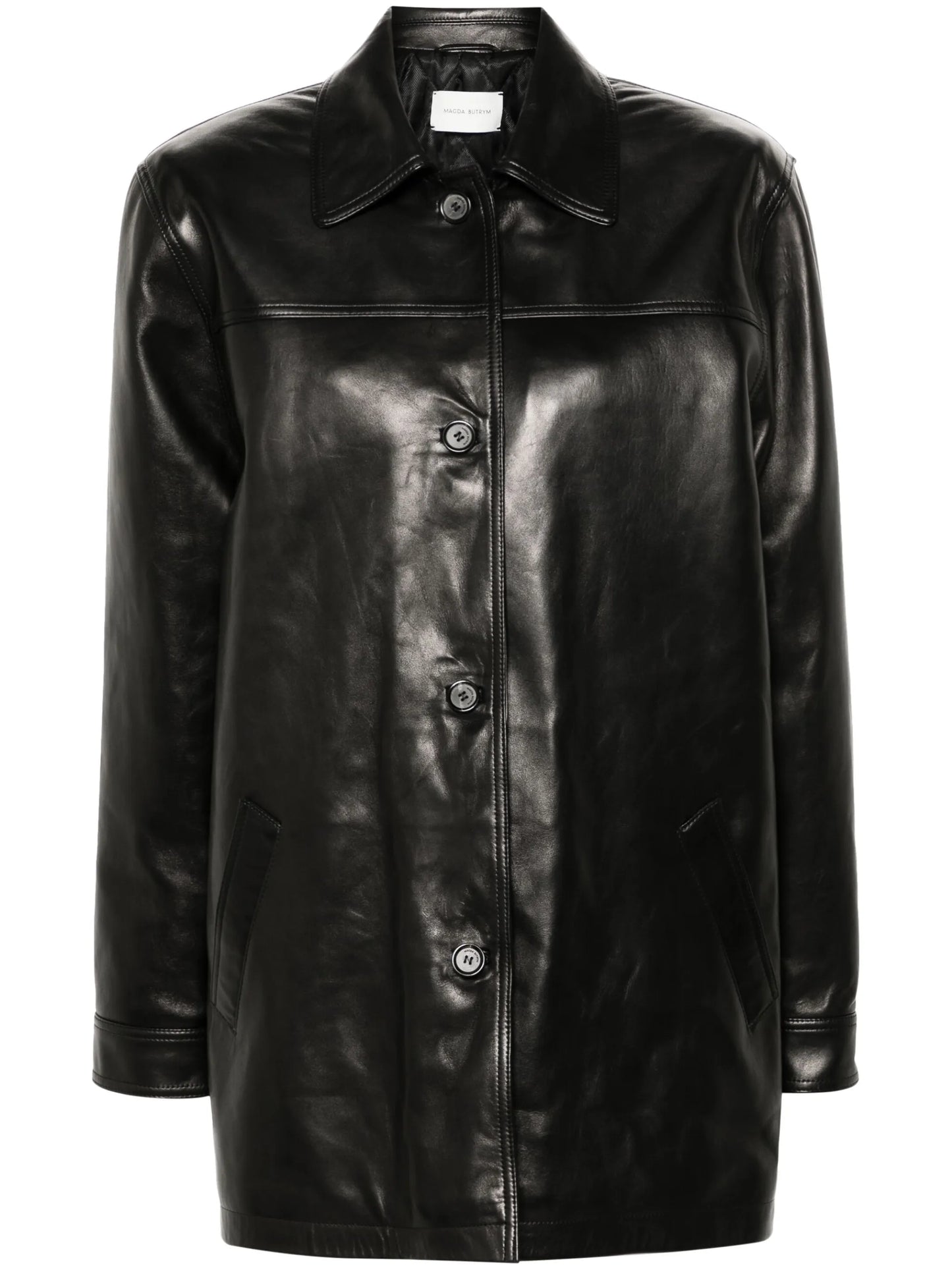 logo-embossed short coat
