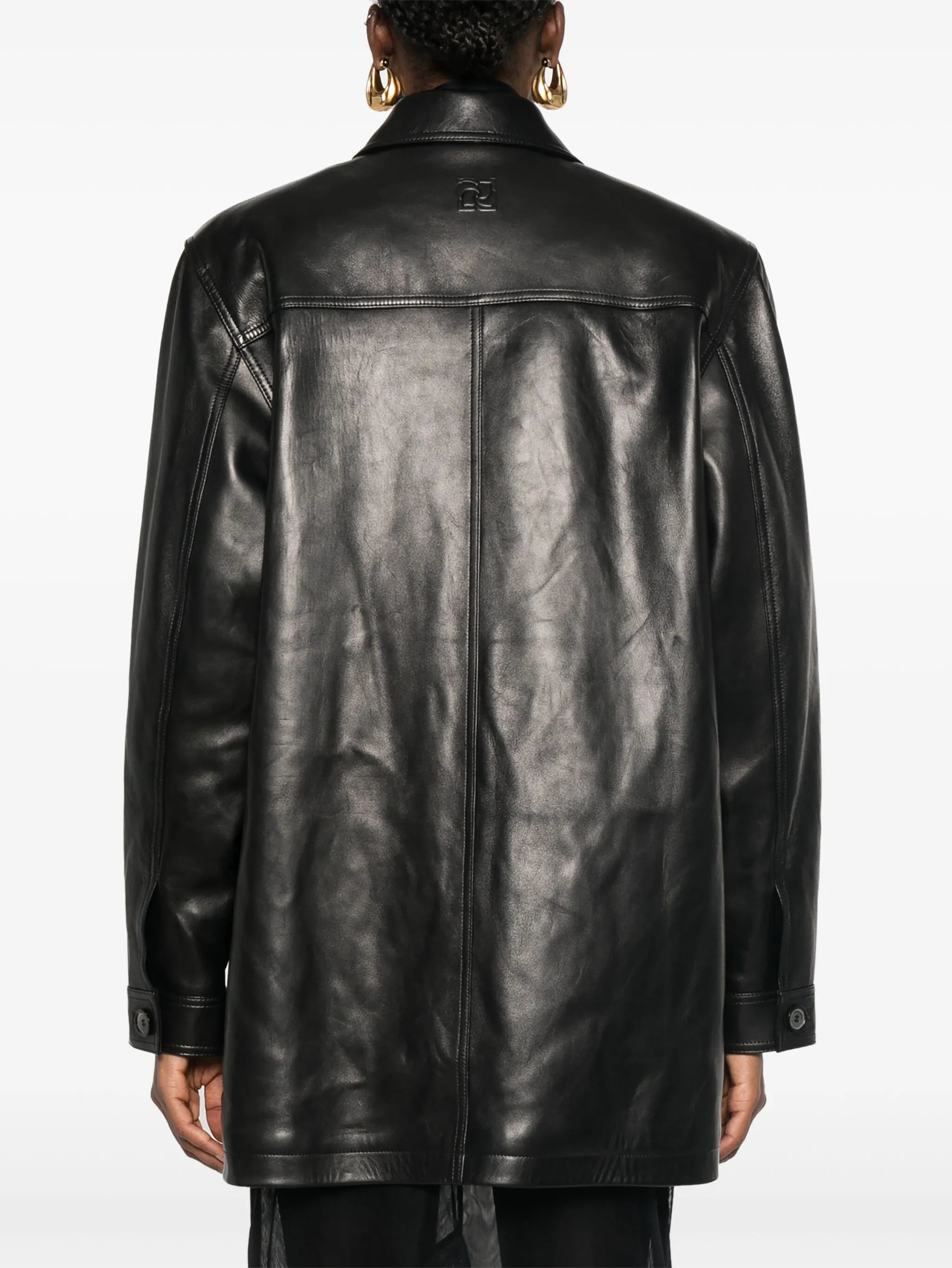logo-embossed short coat
