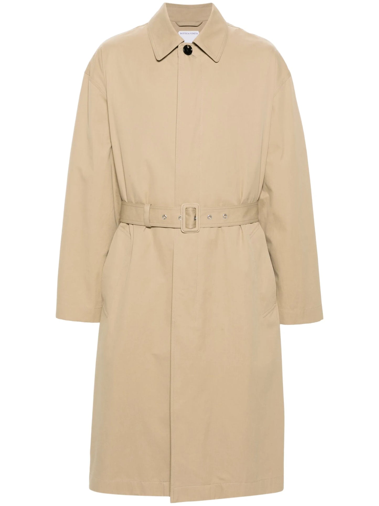 panelled belted trench coat