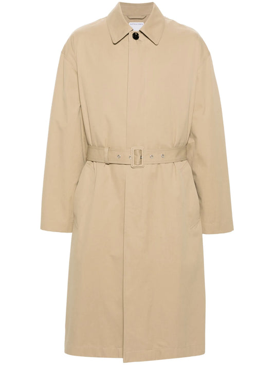 panelled belted trench coat
