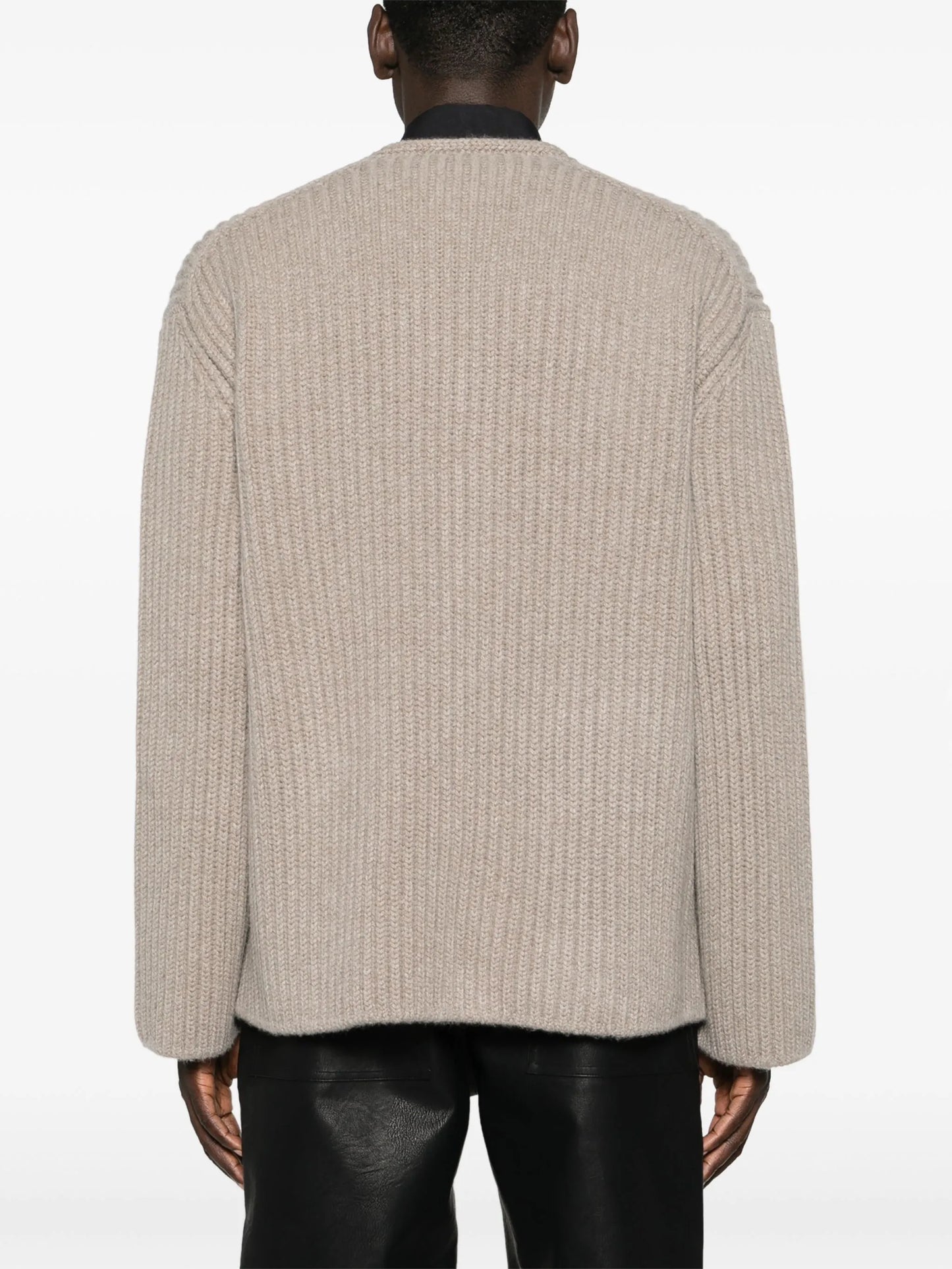 chunky ribbed wool-blend cardigan