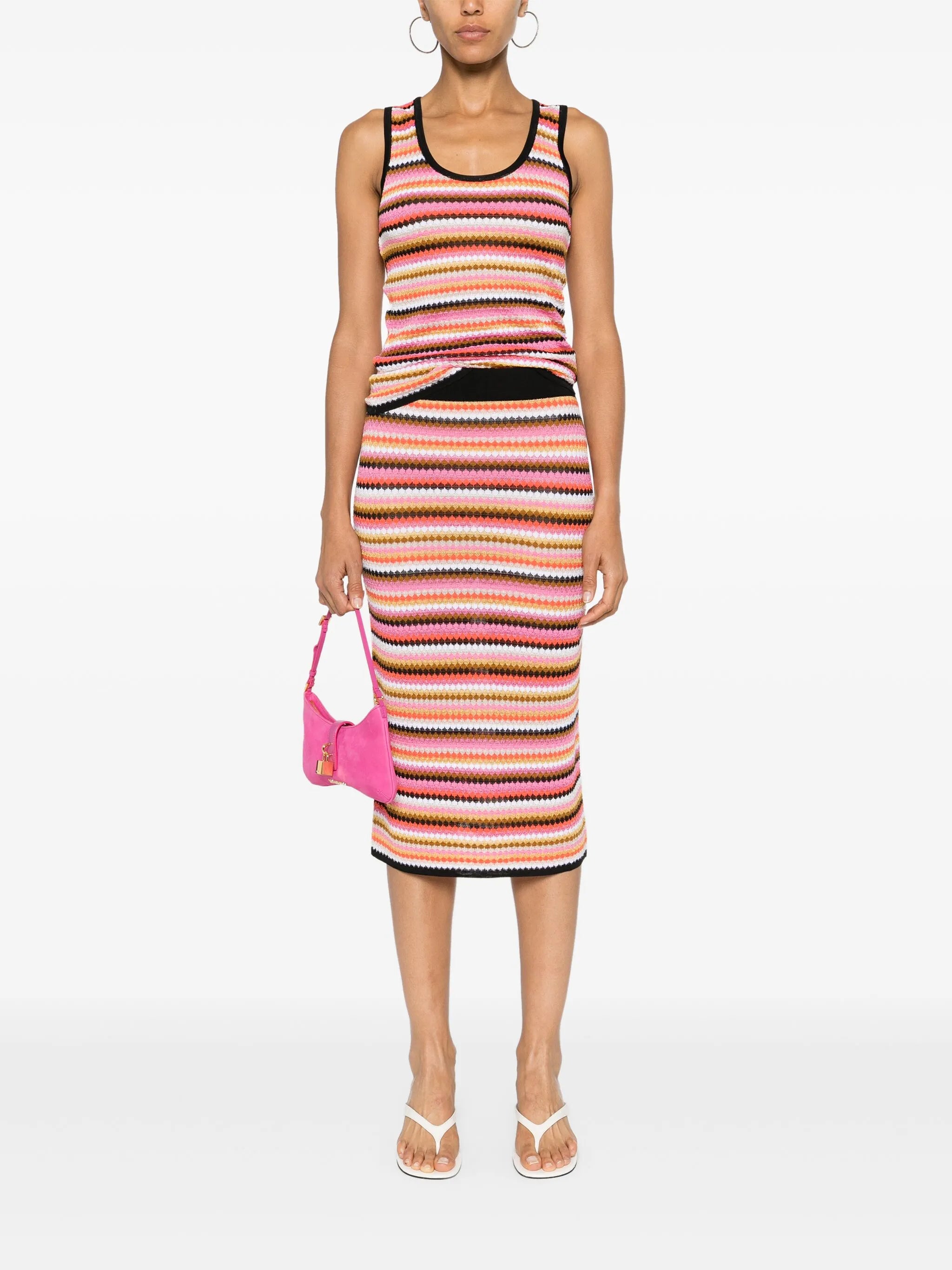 striped ribbed-knit tank top