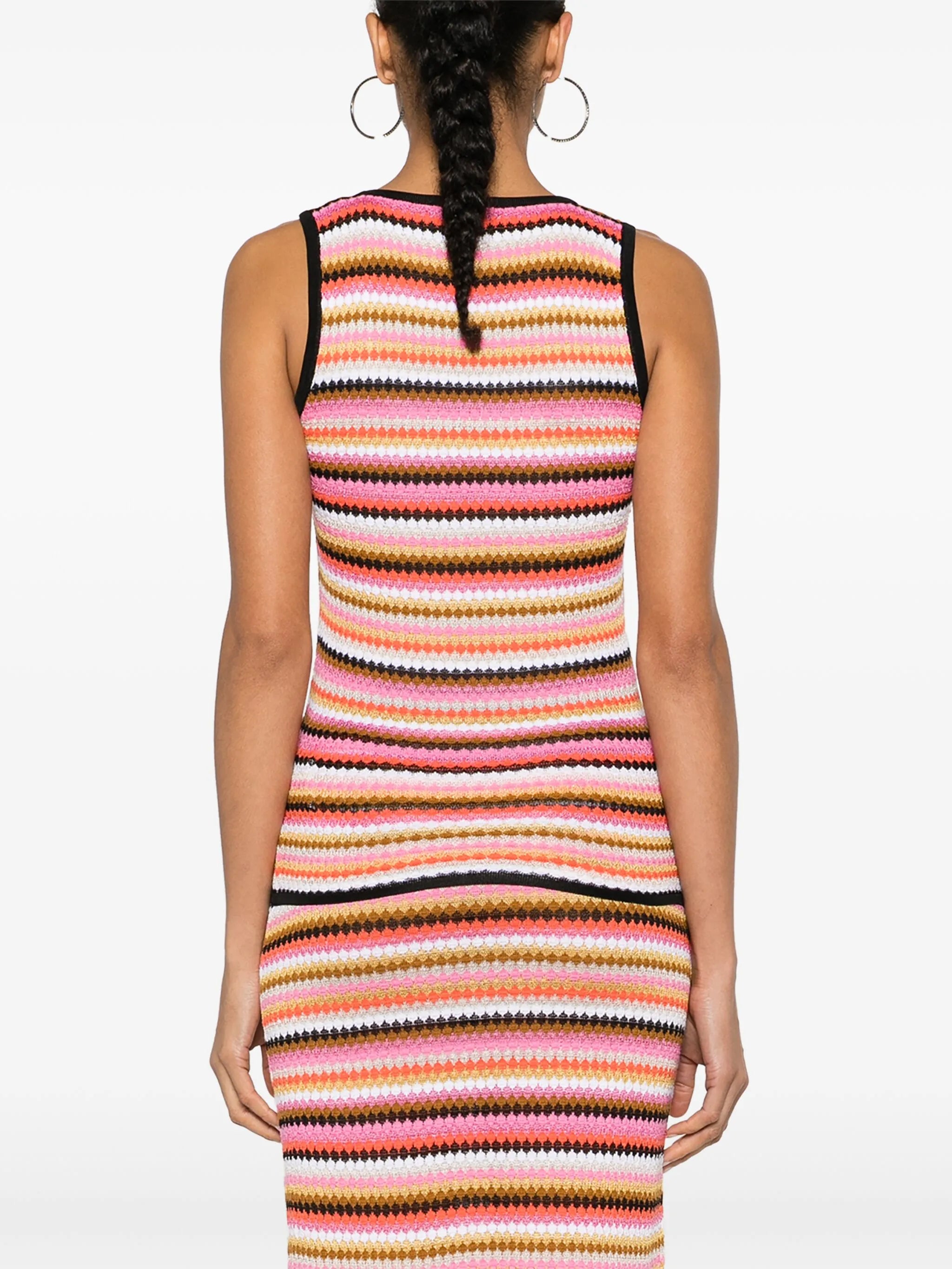 striped ribbed-knit tank top