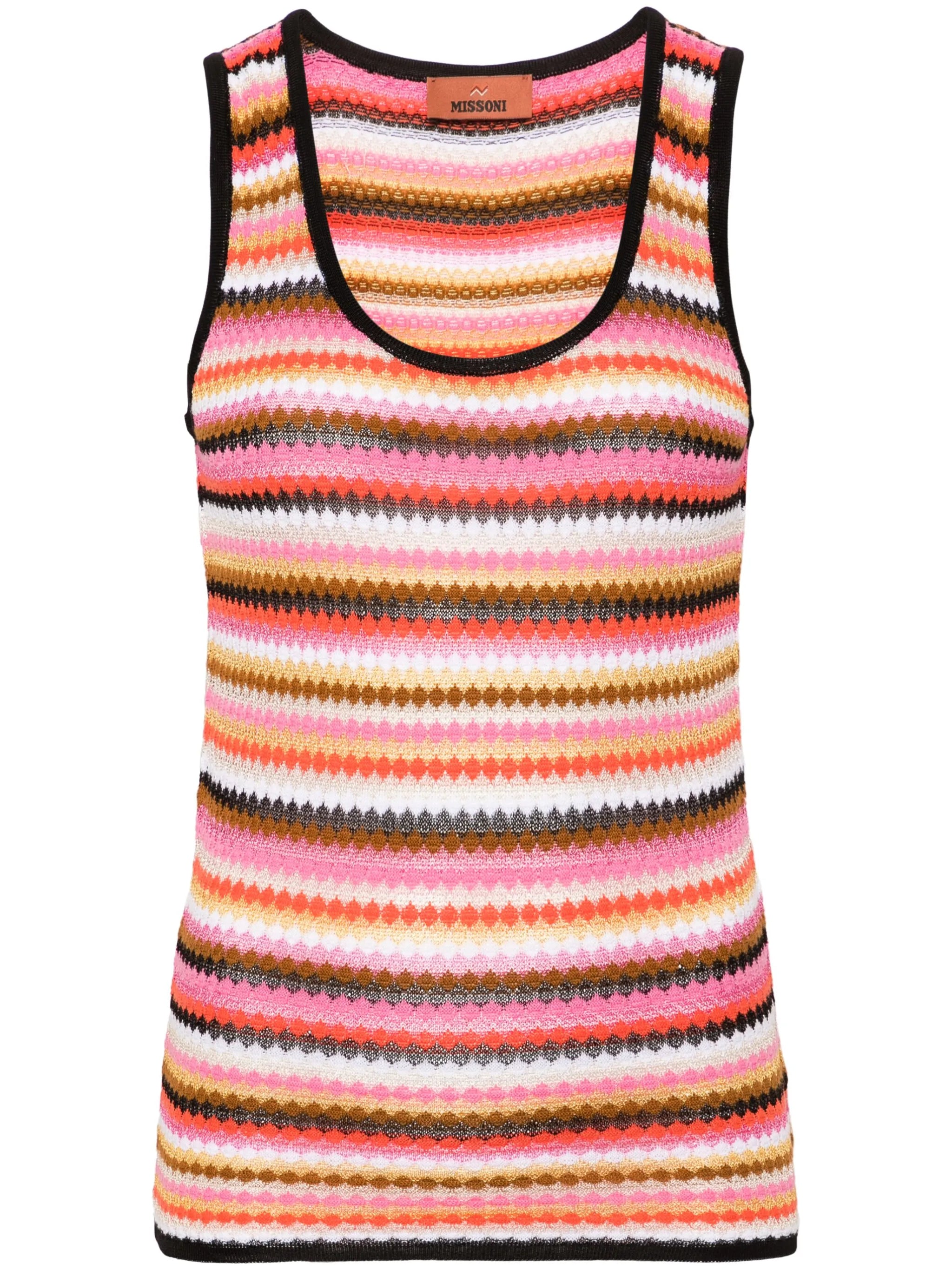 striped ribbed-knit tank top