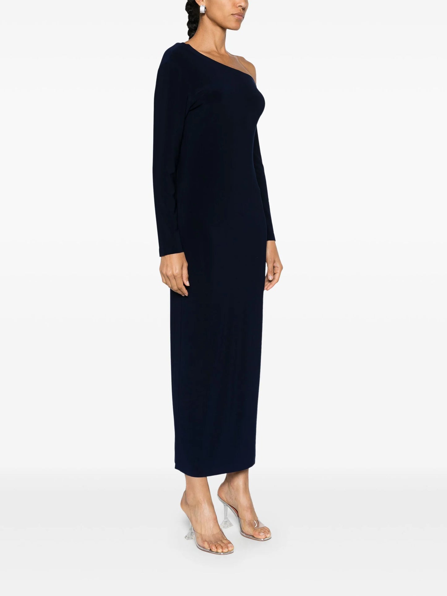 one-shoulder side-slit maxi dress