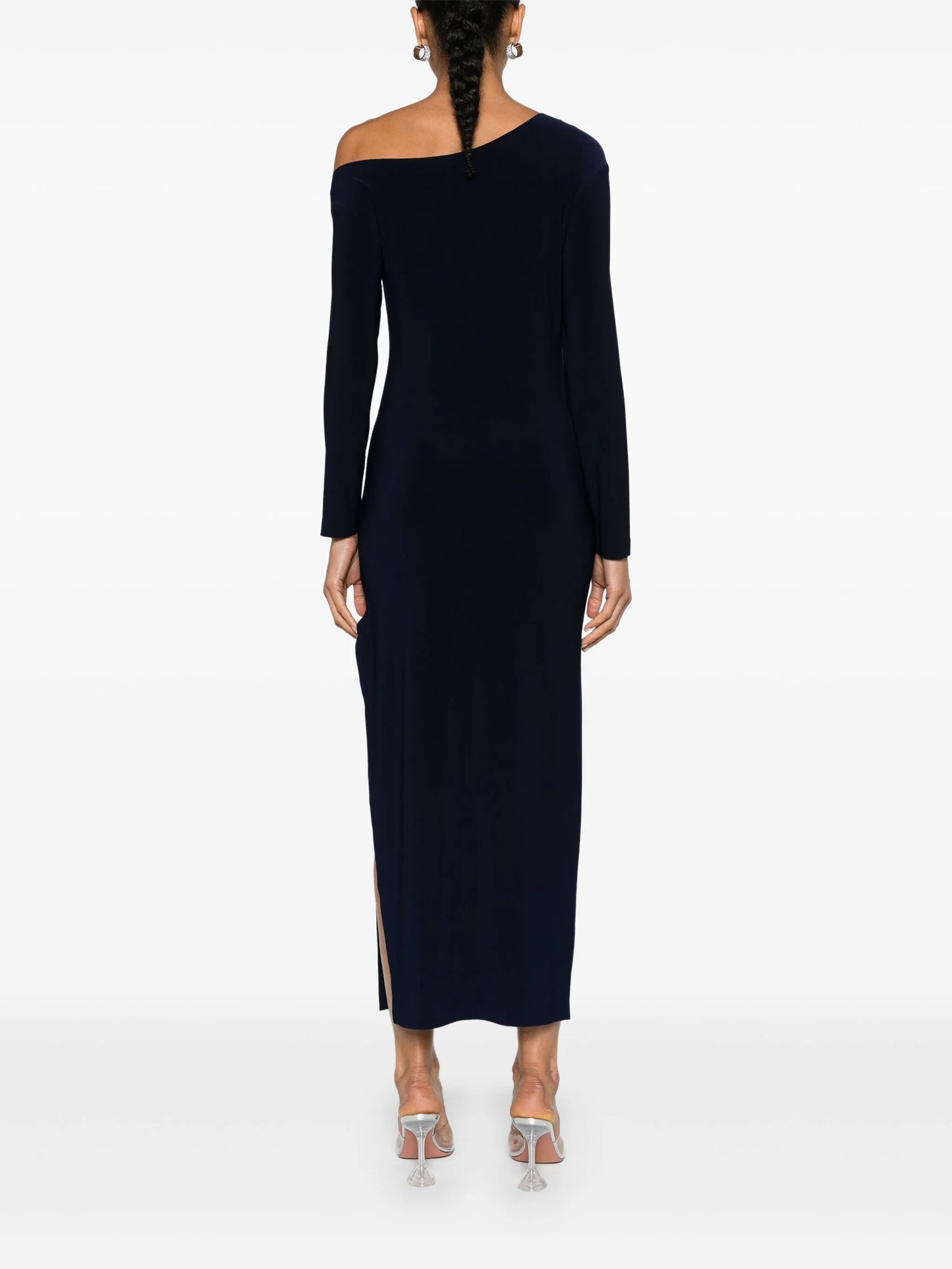 one-shoulder side-slit maxi dress