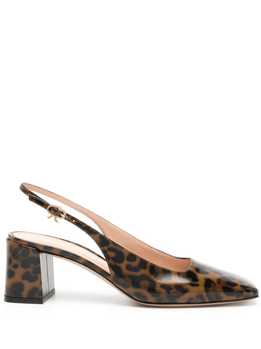 animal-print slingback-strap pumps